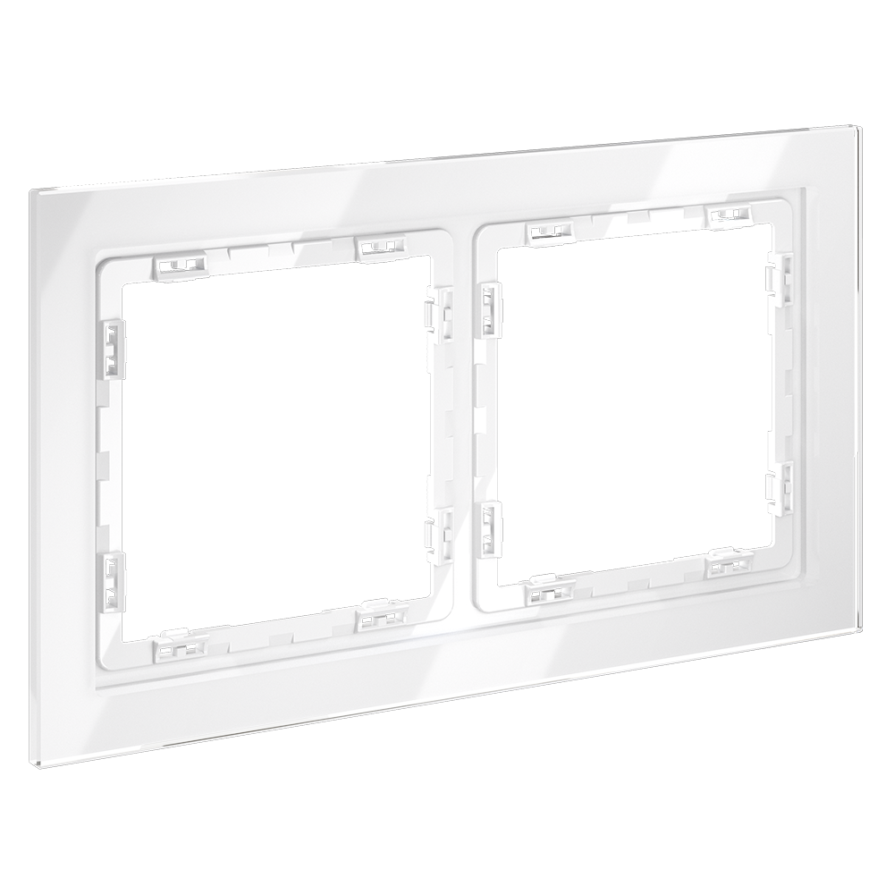 Рамка стеклянная VOLTUM S70 на 2 поста, (белый, стекло)