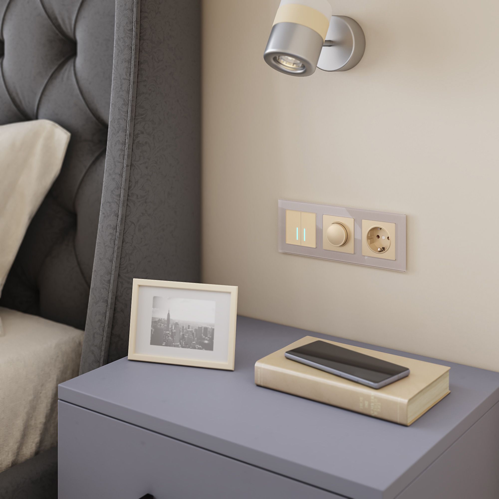 Рамка на 3 поста (дымчатый,стекло) Werkel