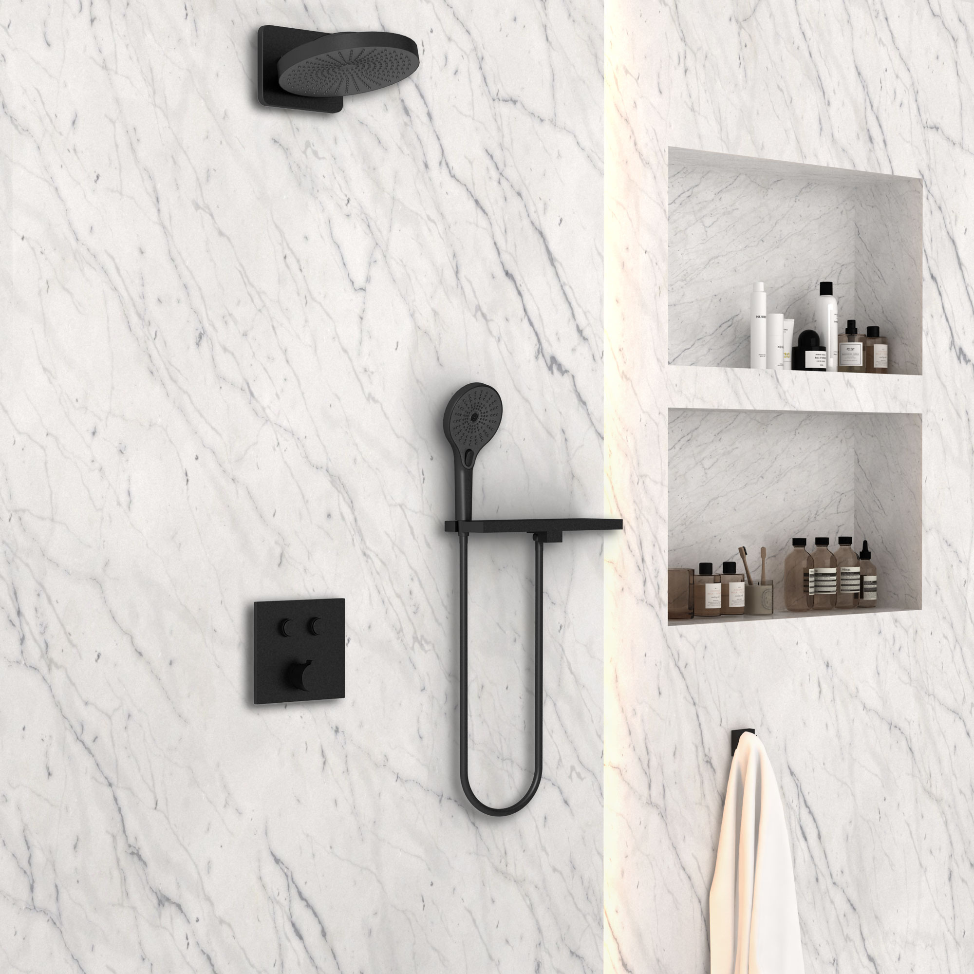 Душевая система Vincea VSFW-4I211RMB встраиваемая в стену цвет черный матовый