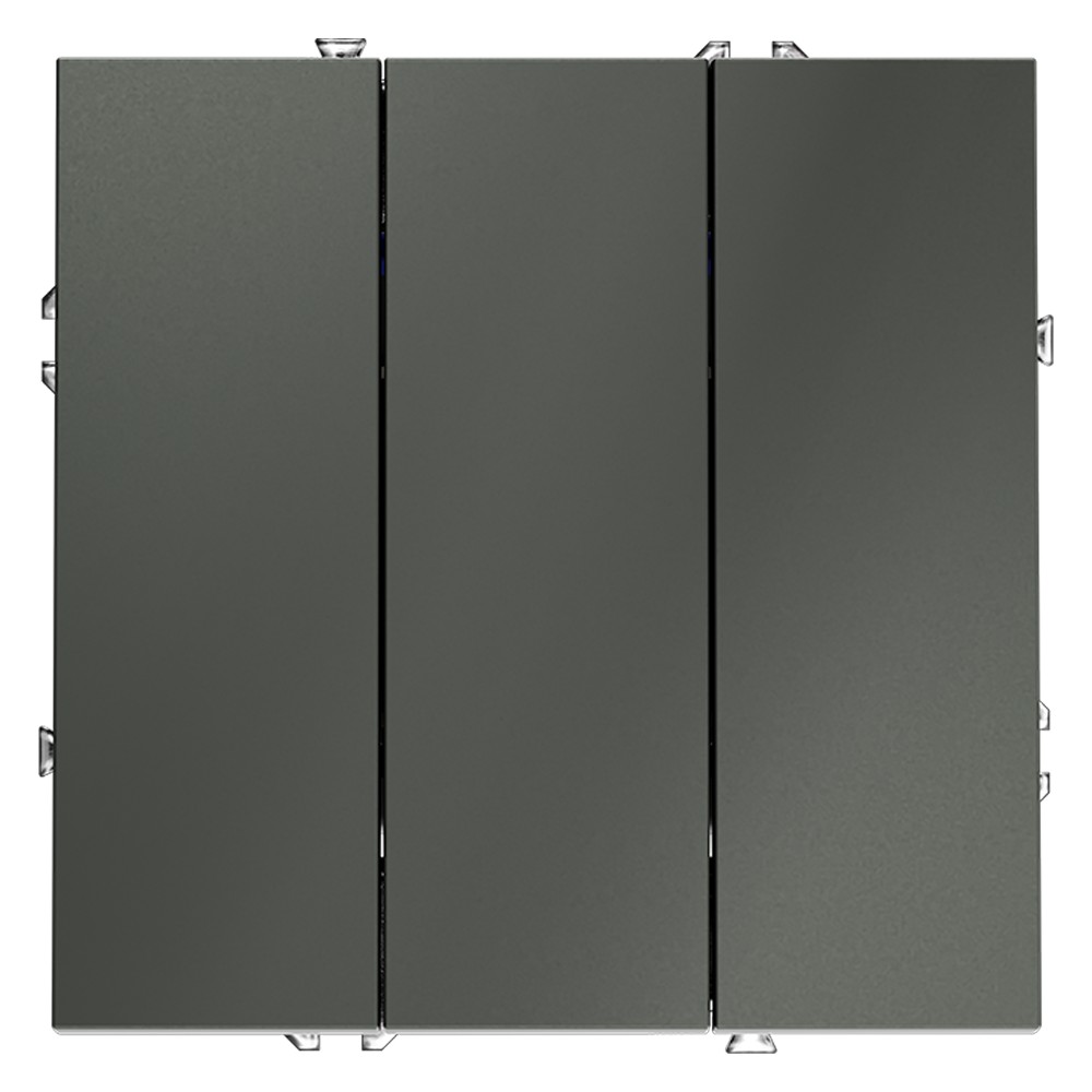 Выключатель встраиваемый VOLTUM S70 трехклавишный 10А, (титан)