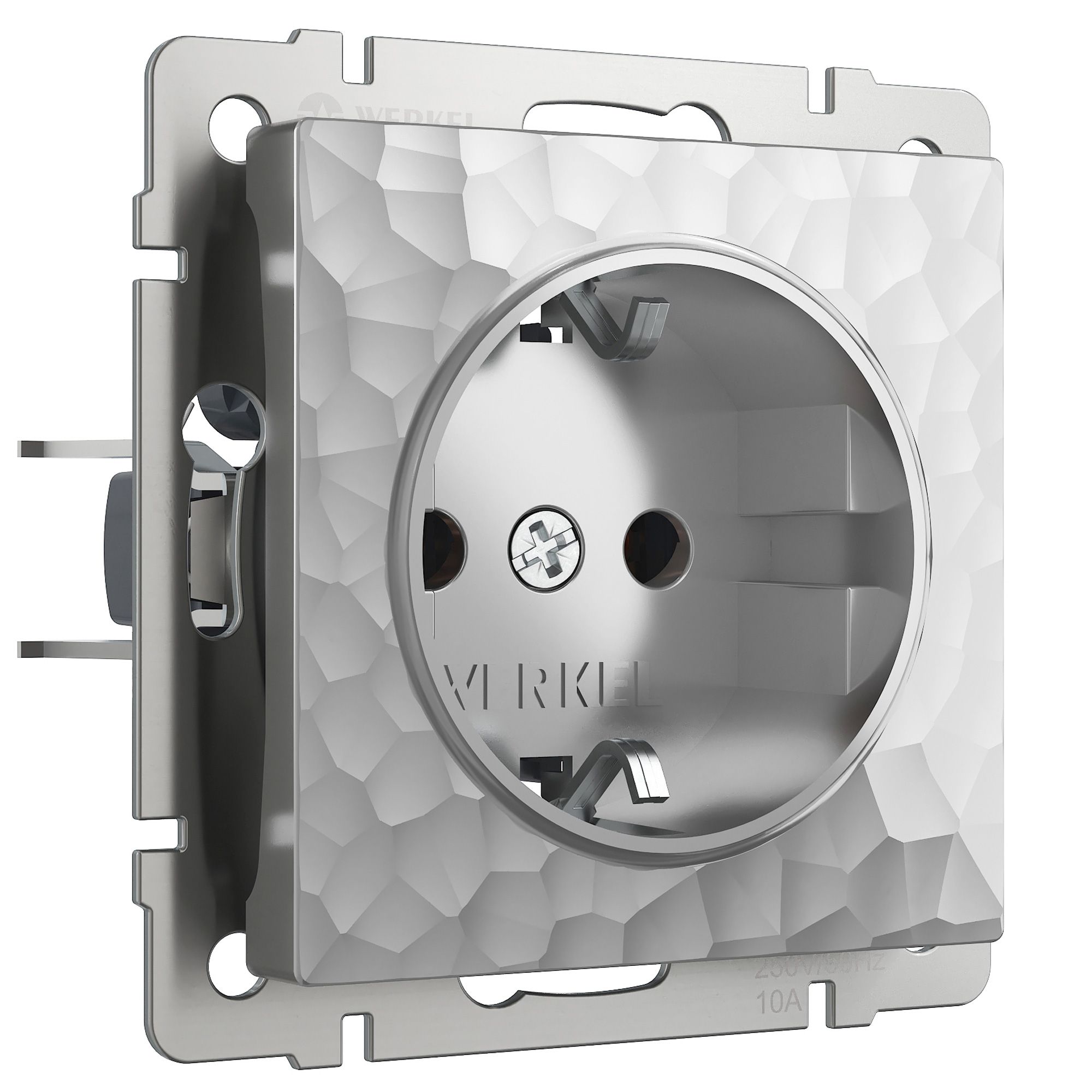 Розетка с заземлением и шторками (серебряный) Werkel