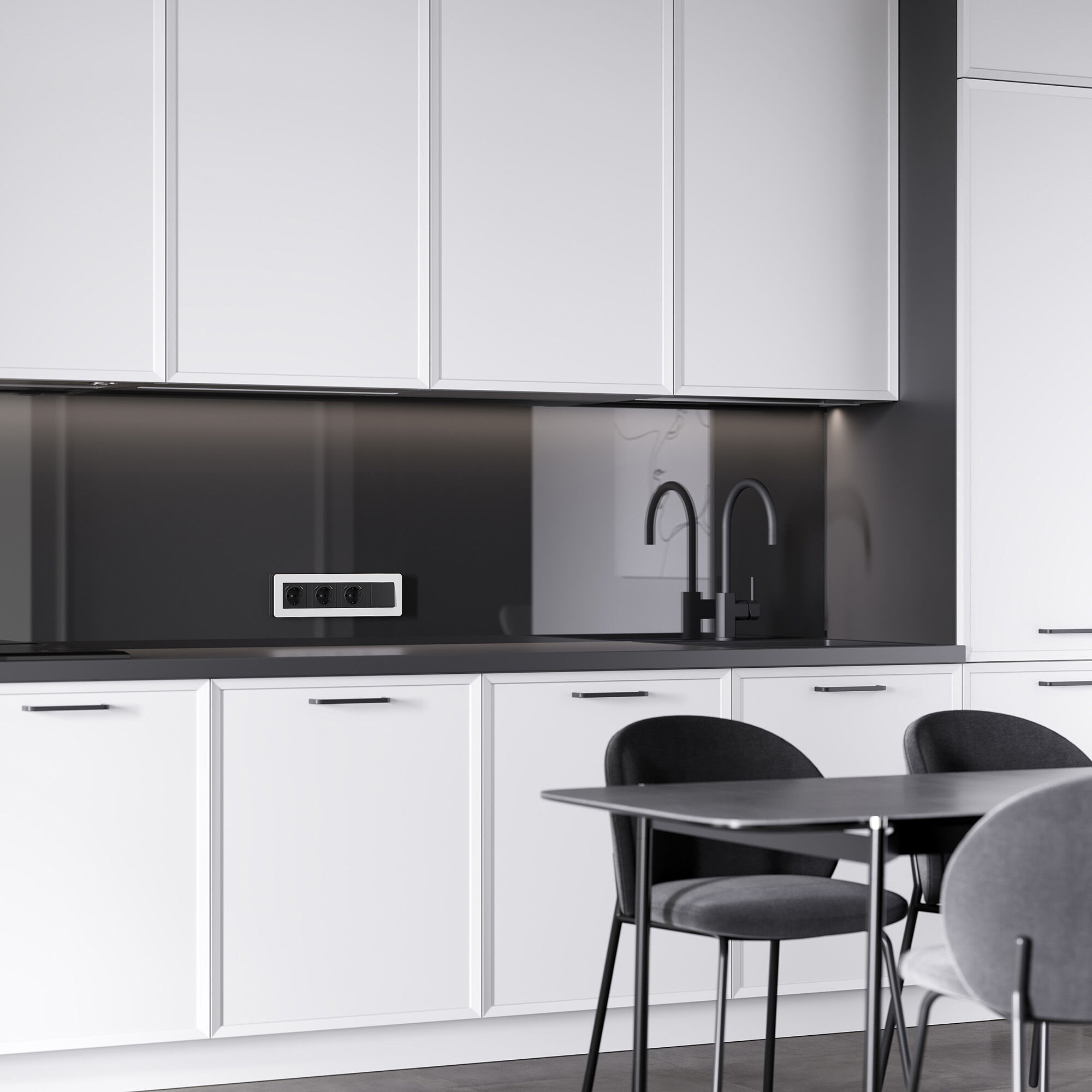 Рамка на 4 поста Split (белый/черный, soft-touch) Werkel