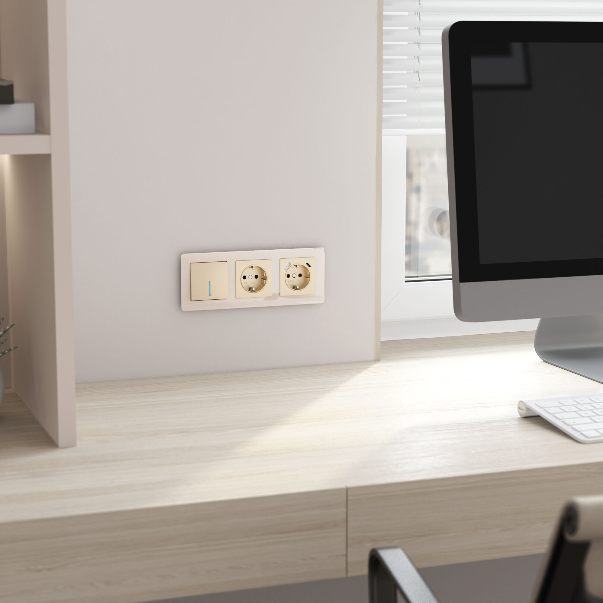 Выключатель одноклавишный с подсветкой (шампань) Werkel