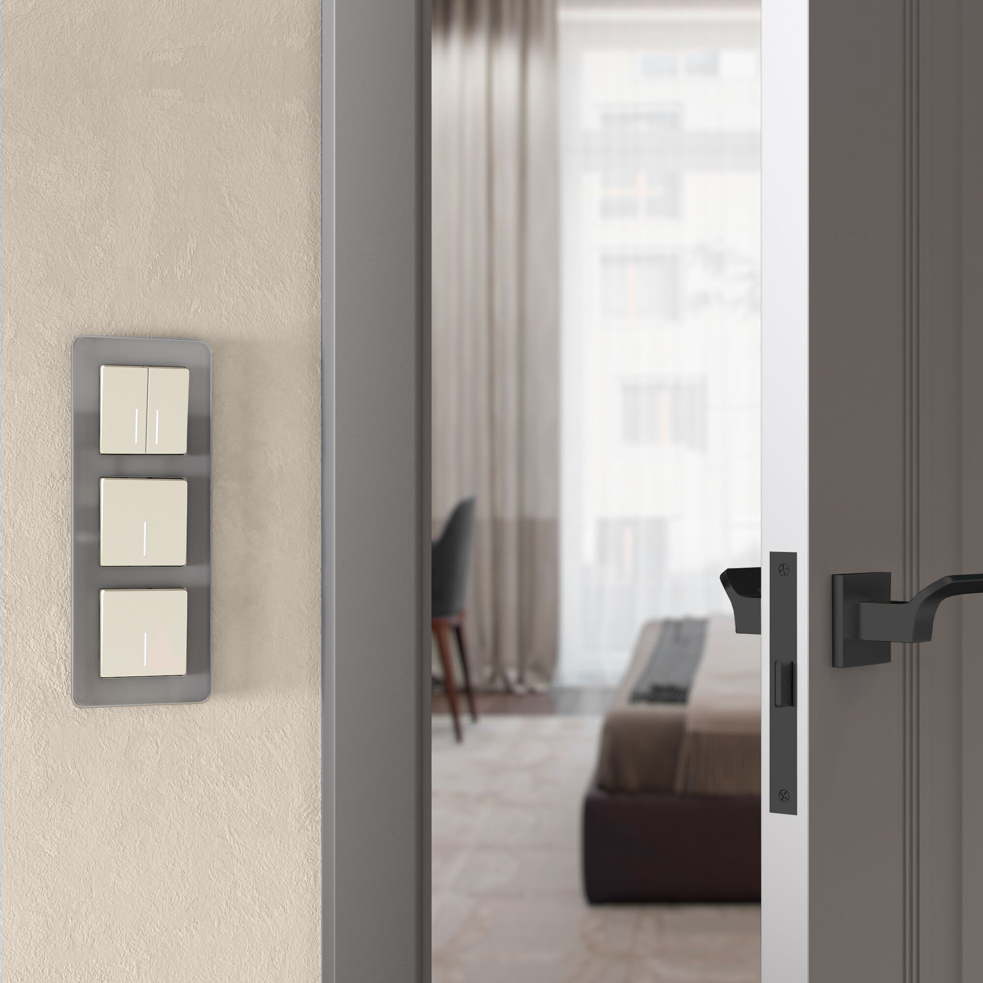 Выключатель одноклавишный с подсветкой (айвори матовый) Werkel