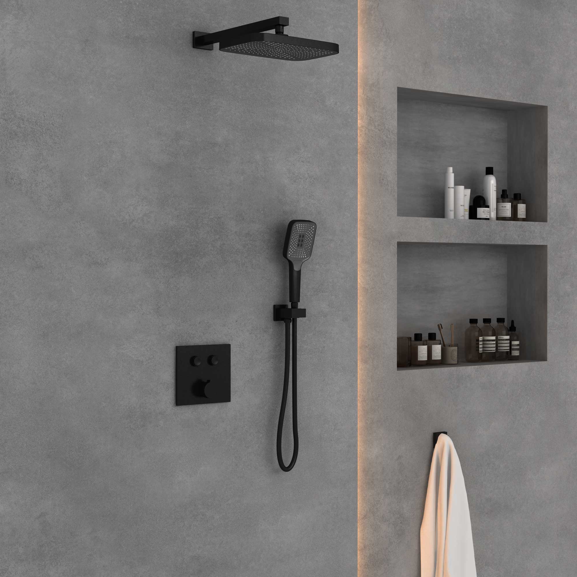 Душевая система Vincea VSFW-4211MB встраиваемая в стену цвет черный матовый