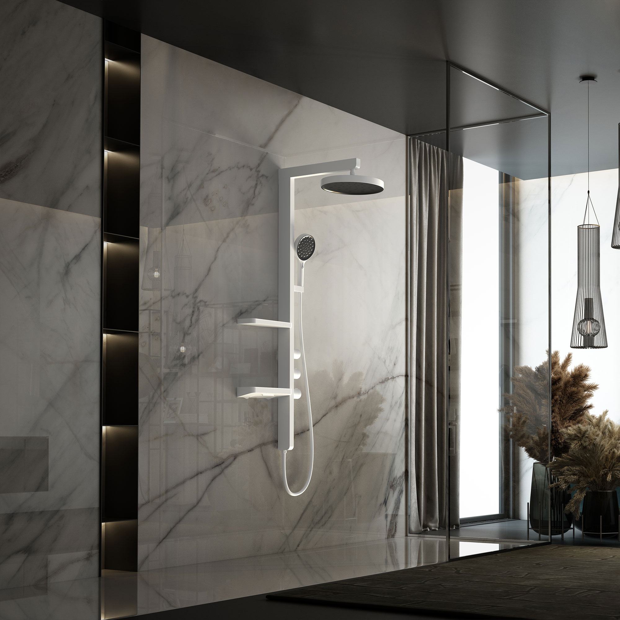 Душевая стойка Vincea Inspire VSFS-3I11W настенная цвет белый