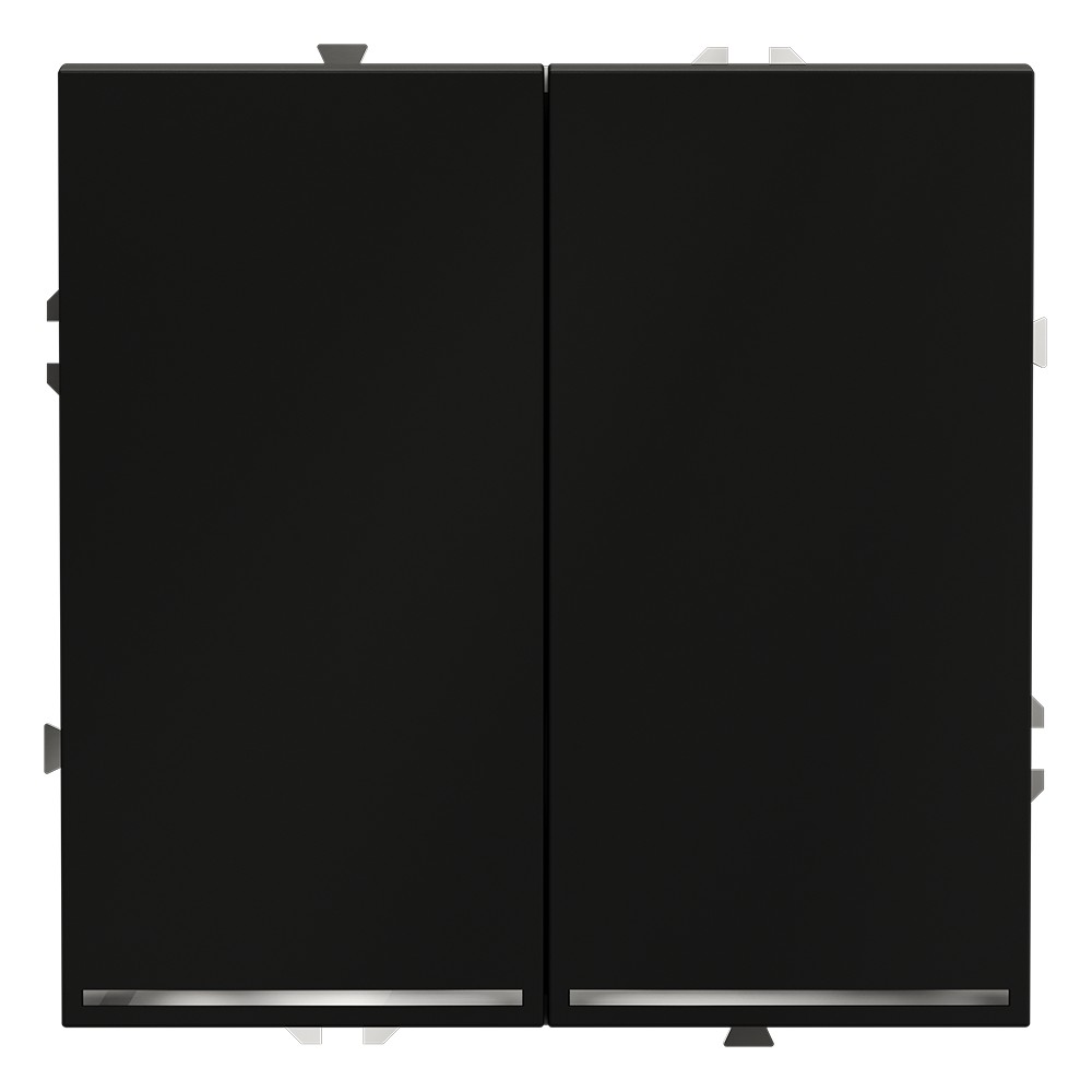 Выключатель встраиваемый VOLTUM S70 двухклавишный с подсветкой 10А, (черный матовый)