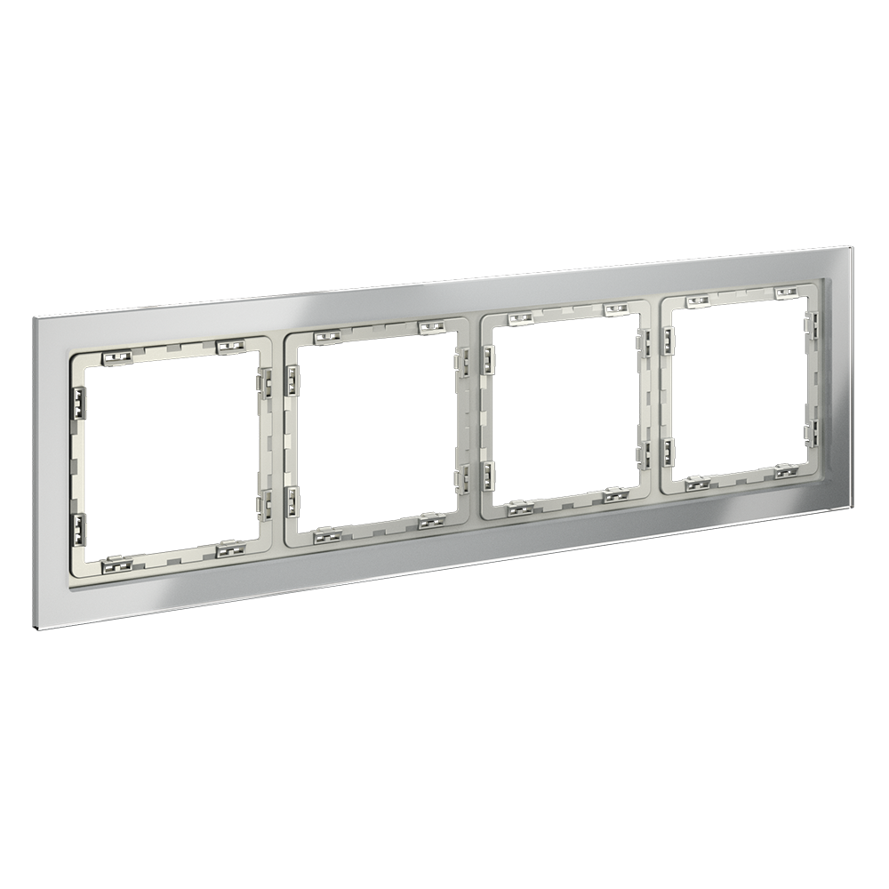 Рамка стеклянная VOLTUM S70 на 4 поста, (сталь, стекло)