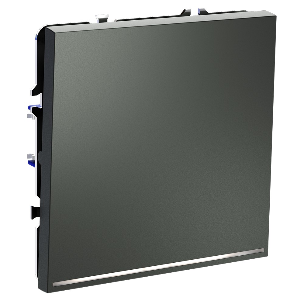 Проходной переключатель встраиваемый VOLTUM S70 одноклавишный с подсветкой 10А, (титан)