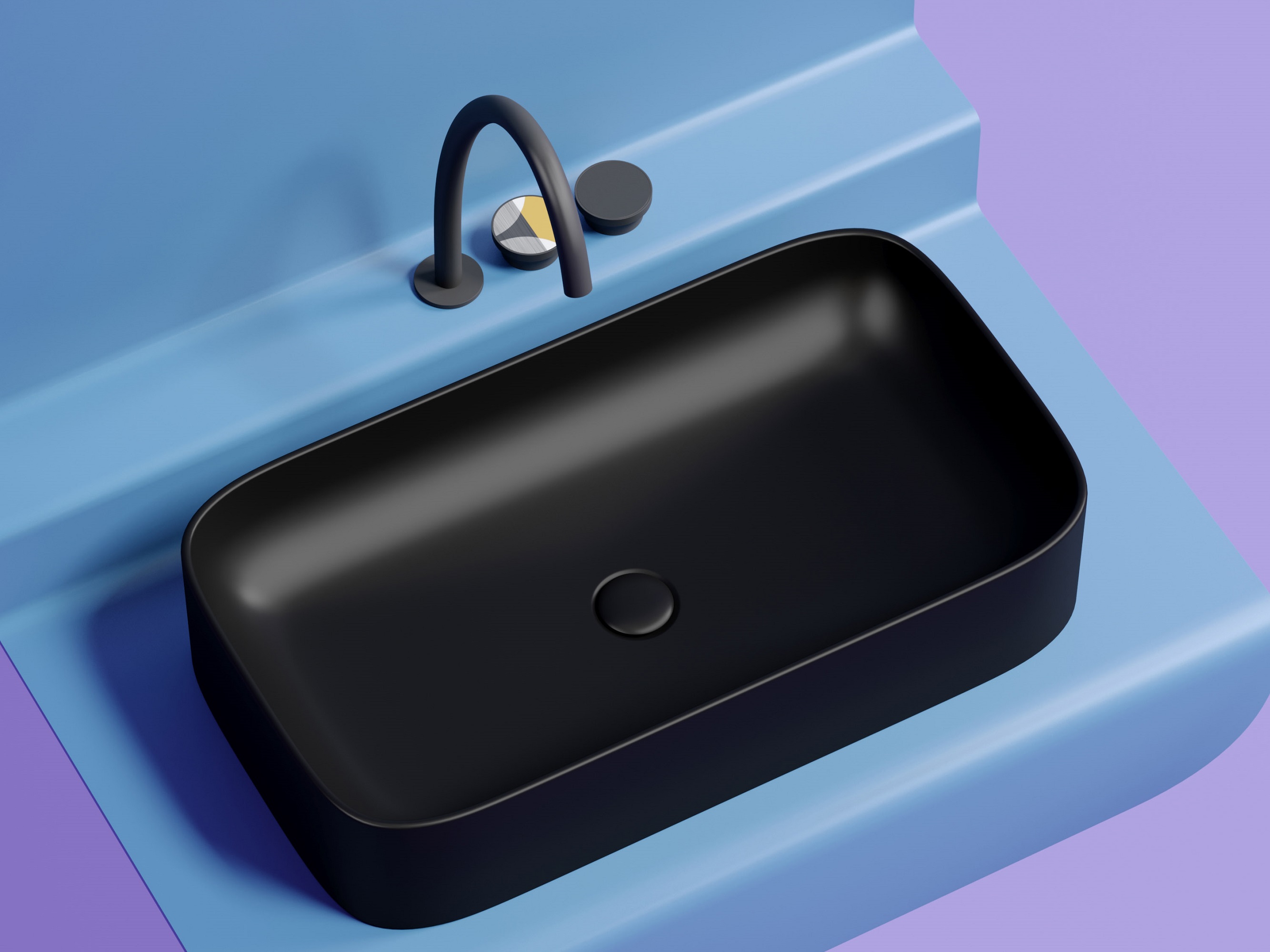 Умывальник чаша накладная прямоугольная CN6054MB