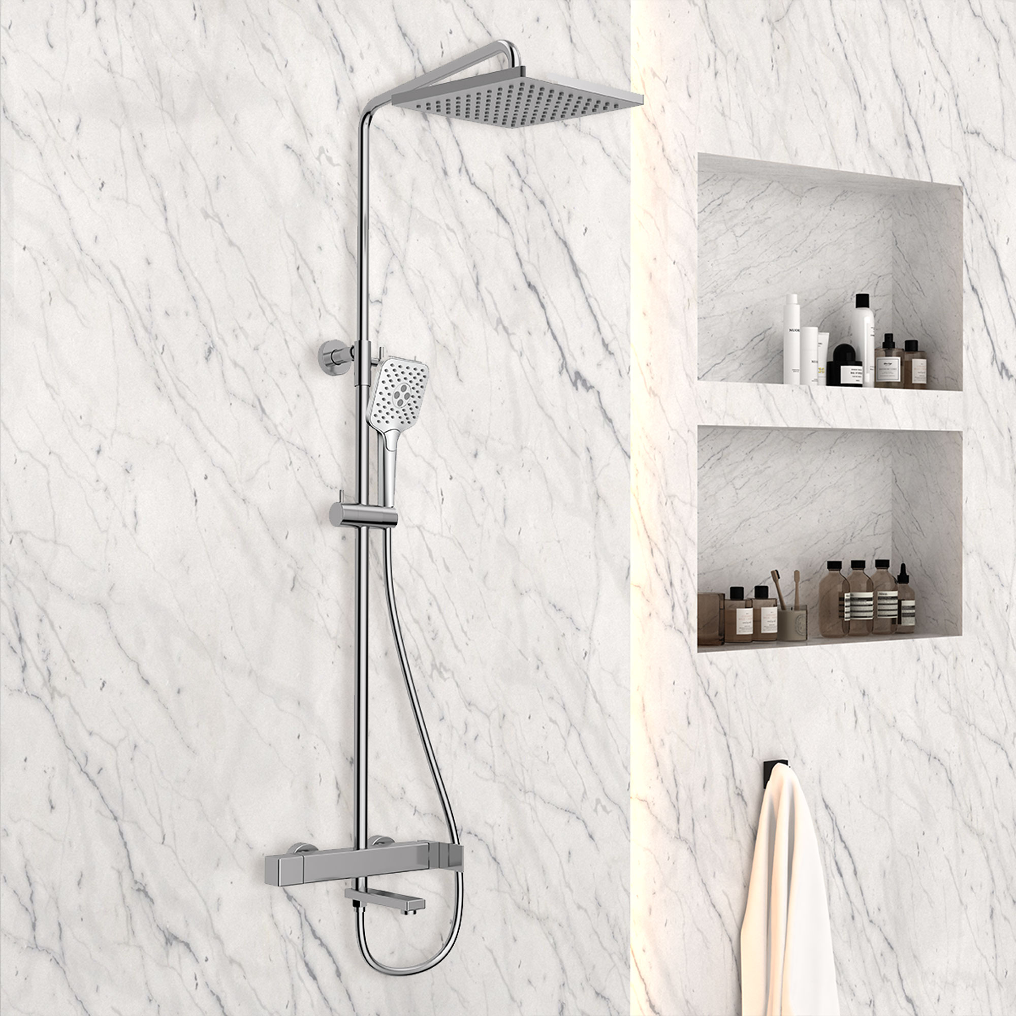 Душевая стойка Vincea Cube VSFS-1C1CH настенная цвет хром