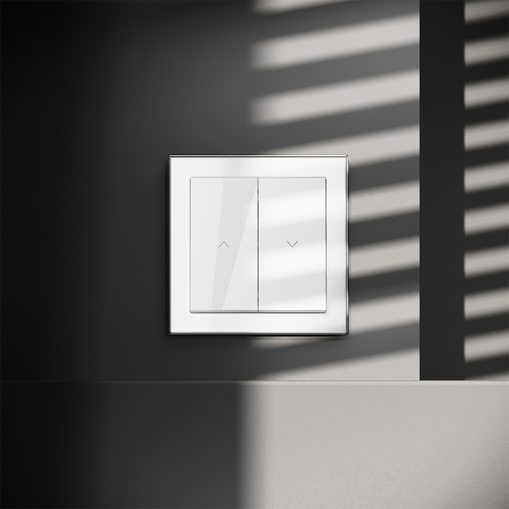 Выключатель встраиваемый VOLTUM S70 для жалюзи 10А, (белый глянцевый)