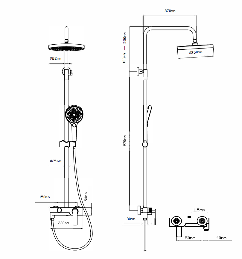 Душевая стойка Vincea VSFS-413MB настенная цвет черный
