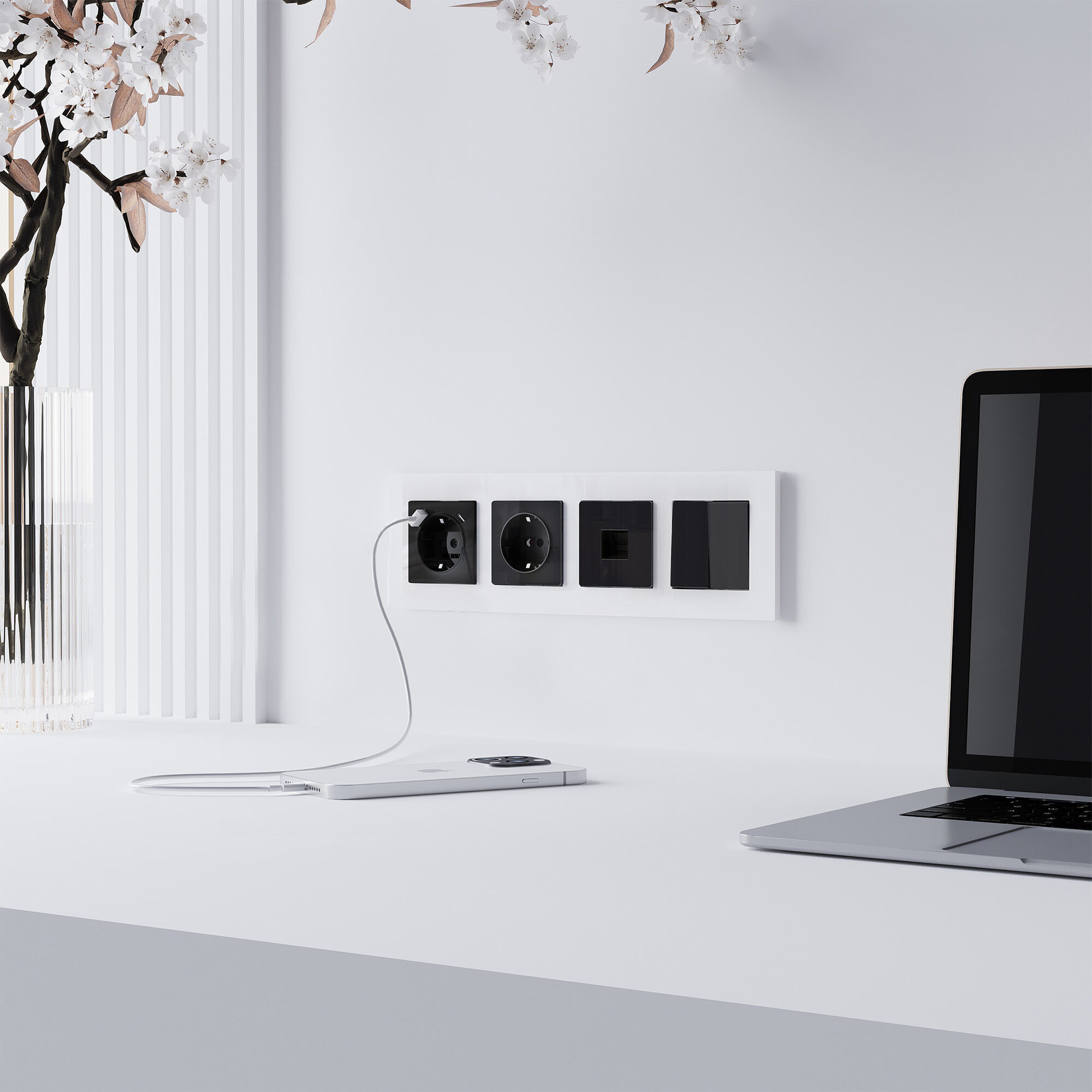 Розетка Ethernet RJ-45 (черный акрил) Werkel