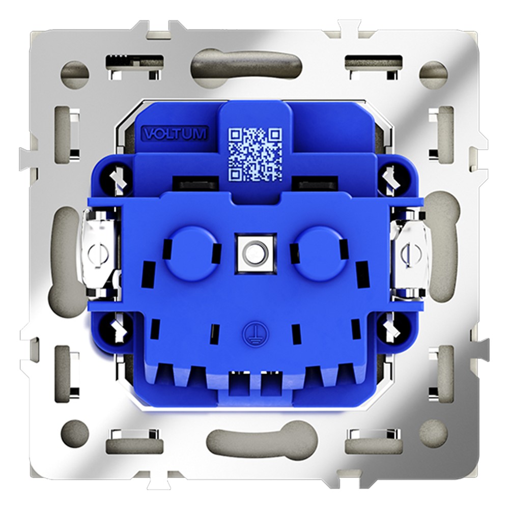 Розетка встраиваемая VOLTUM S70 с заземлением, защитными шторками и крышкой 16А, (сталь)