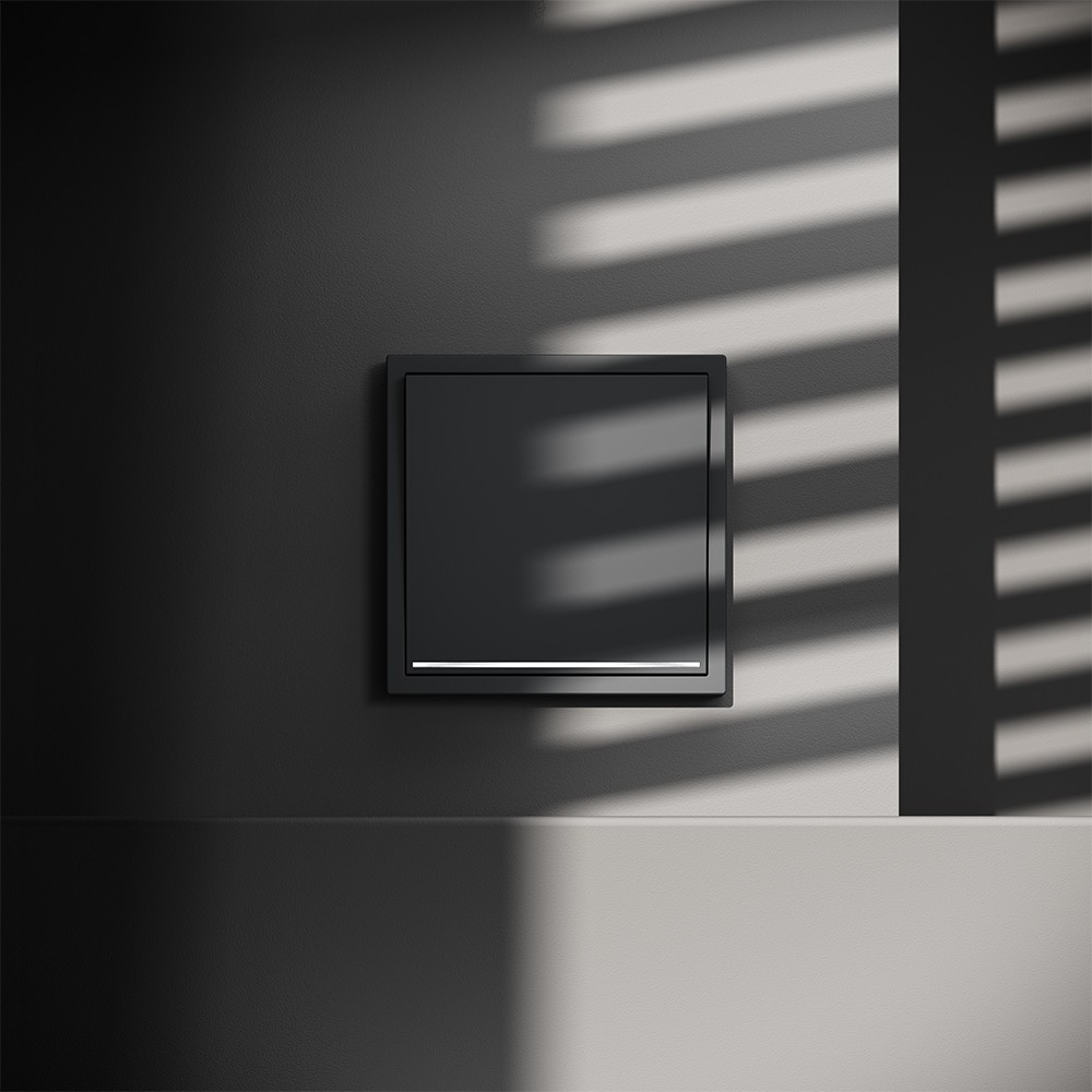 Проходной переключатель встраиваемый VOLTUM S70 одноклавишный с подсветкой 10А, (графит)