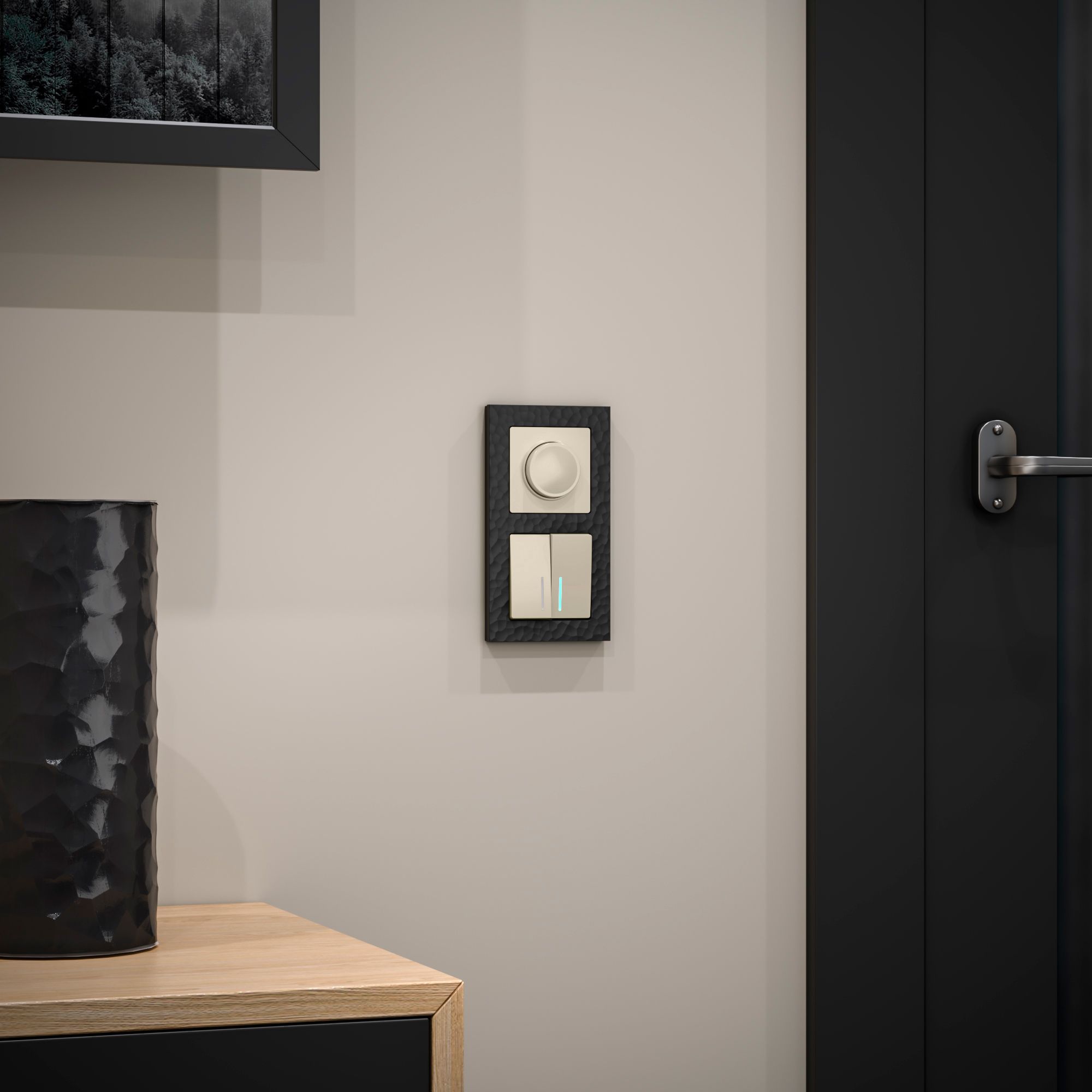 Выключатель двухклавишный проходной c подсветкой (слоновая кость) Werkel