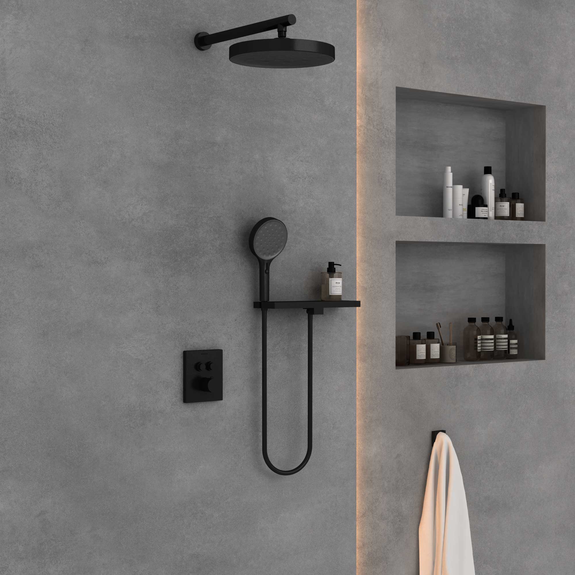 Душевая система Vincea VSFW-3I21T2RMB встраиваемая в стену цвет черный матовый