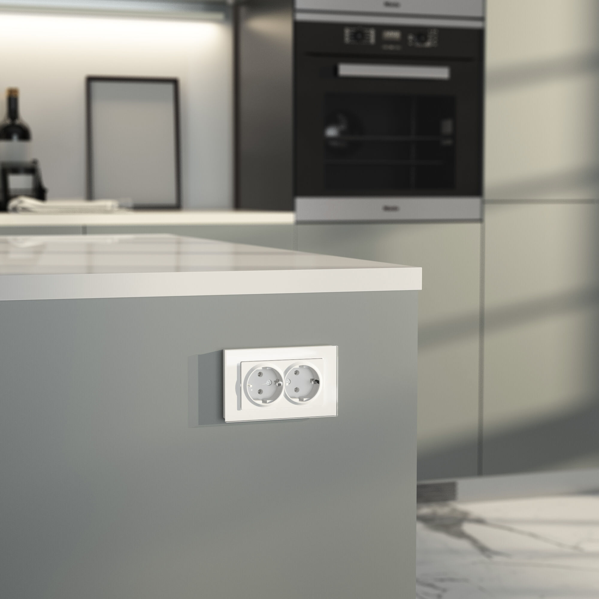 Розетка двойная с заземлением (белый матовый) Werkel