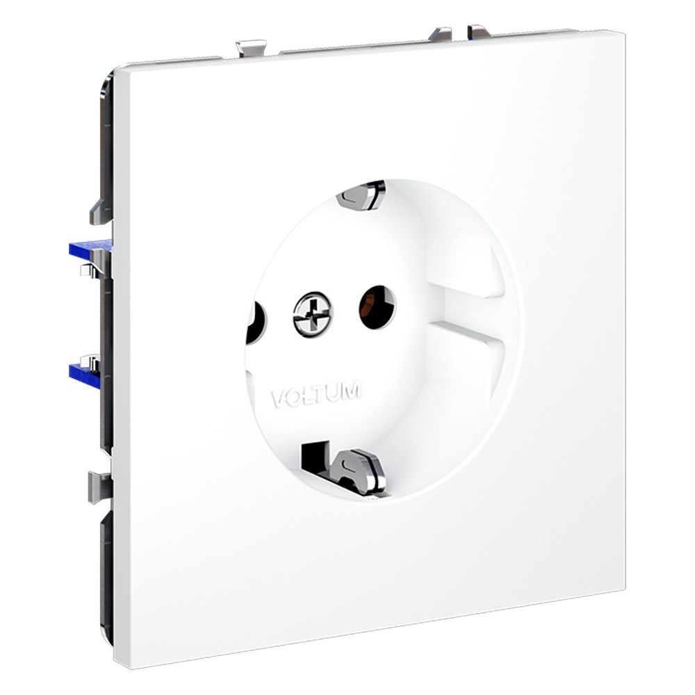Розетка встраиваемая VOLTUM S70 с заземлением 16А, (белый матовый)