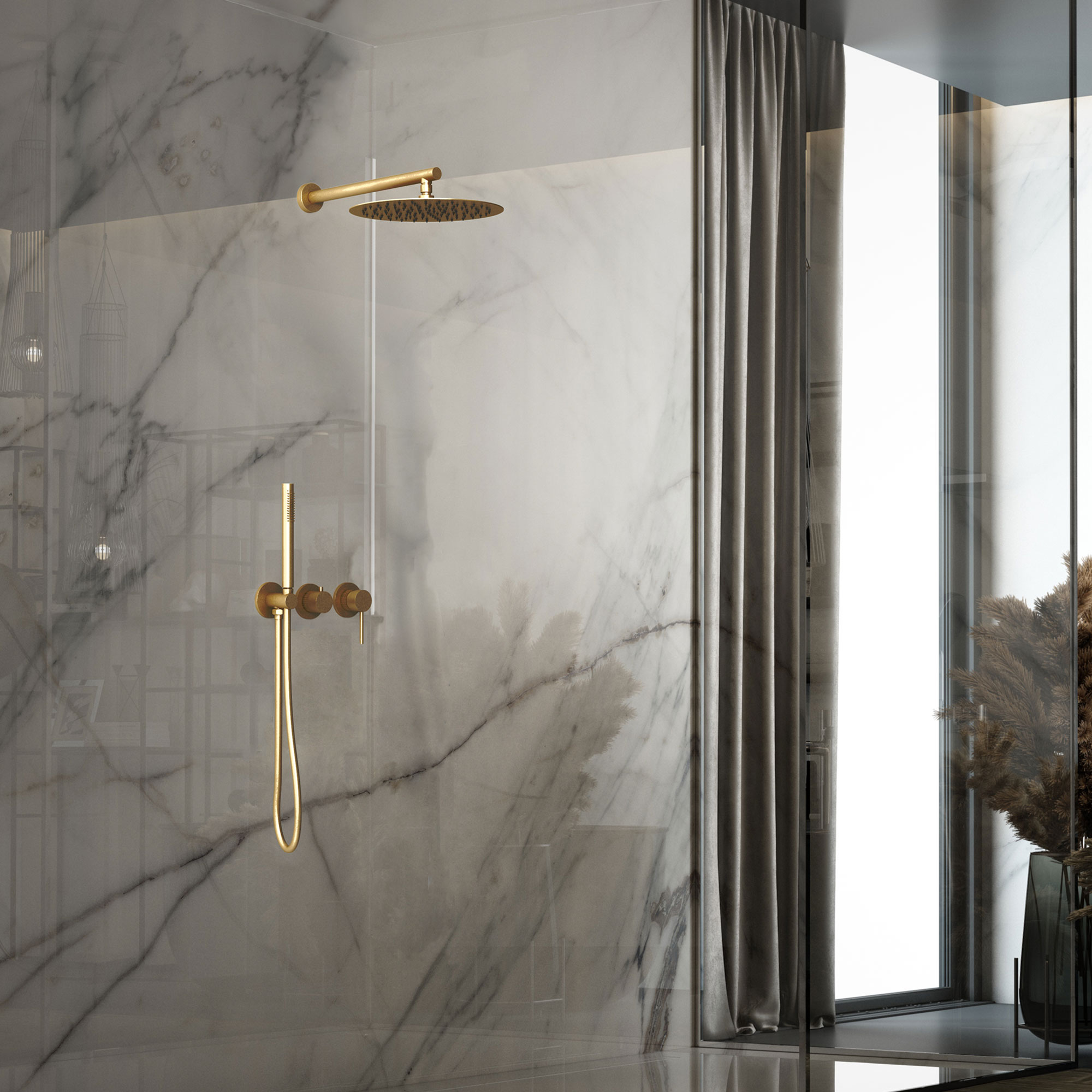 Душевая система Vincea VSFW-4G01BG4 встраиваемая в стену цвет брашированное золото