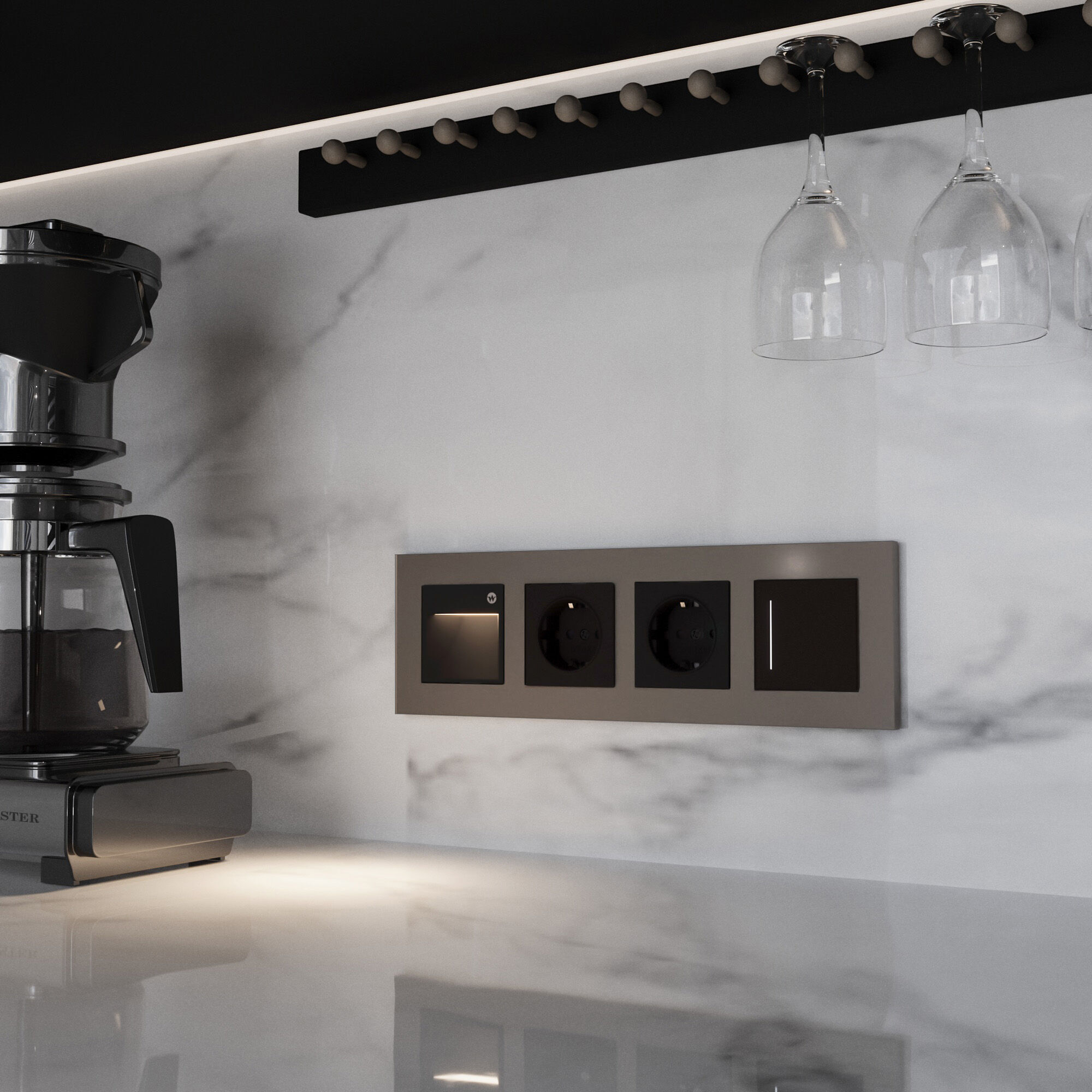 Рамка на 4 поста Slab (бронза софт) Werkel