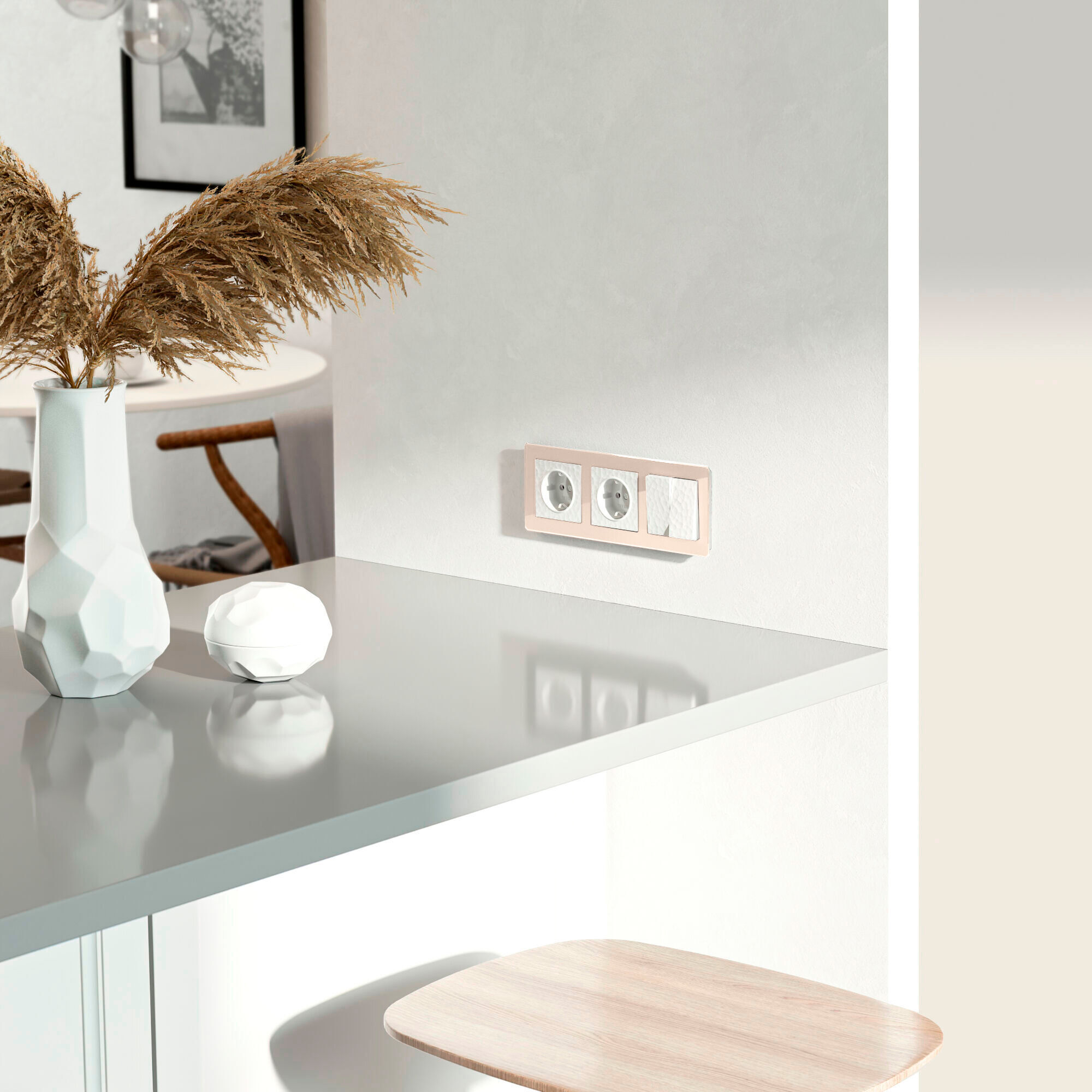 Выключатель двухклавишный проходной (белый) Werkel