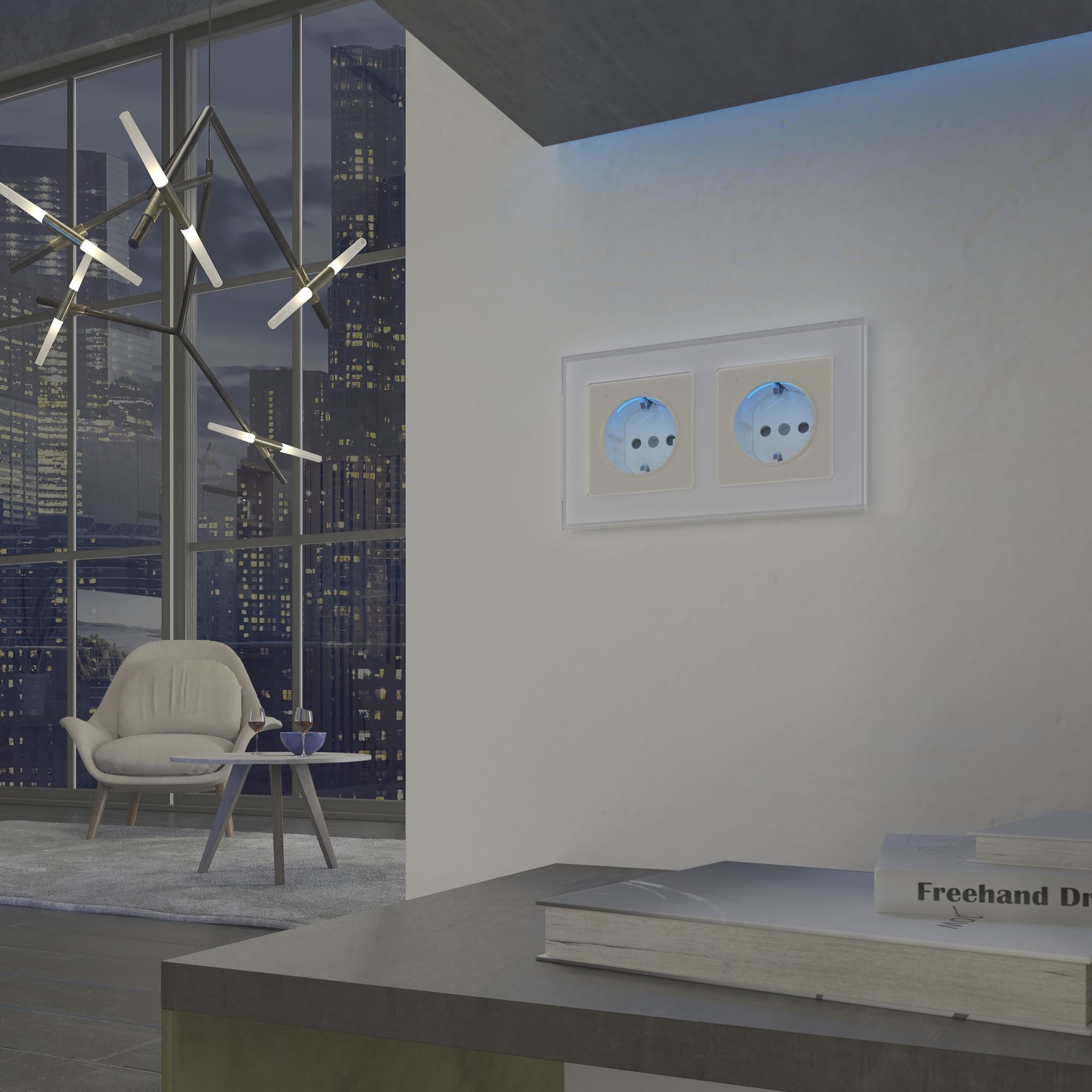 Розетка с подсветкой (слоновая кость) Werkel