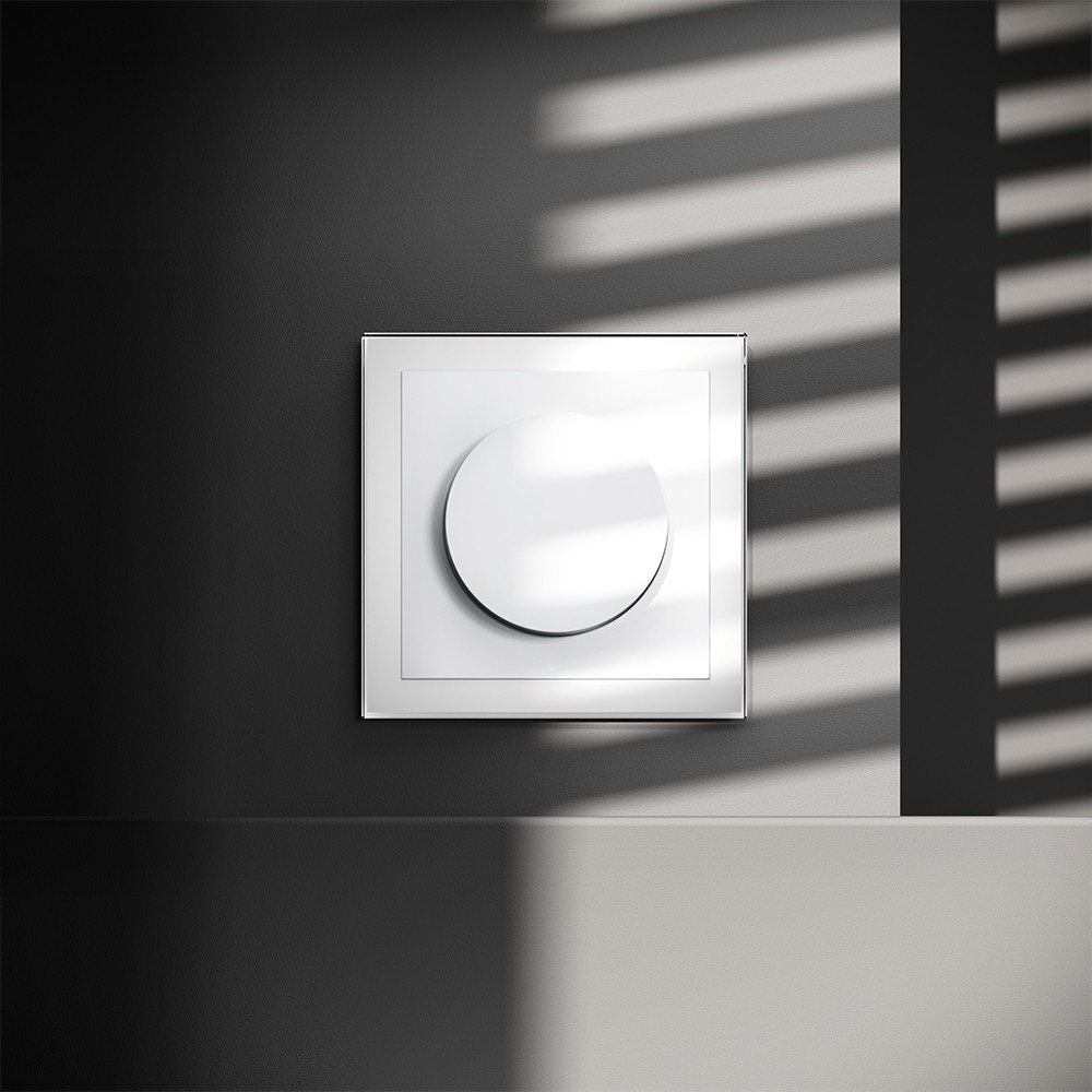 Светорегулятор встраиваемый VOLTUM S70 поворотно-нажимной 600 Вт, (белый глянцевый)