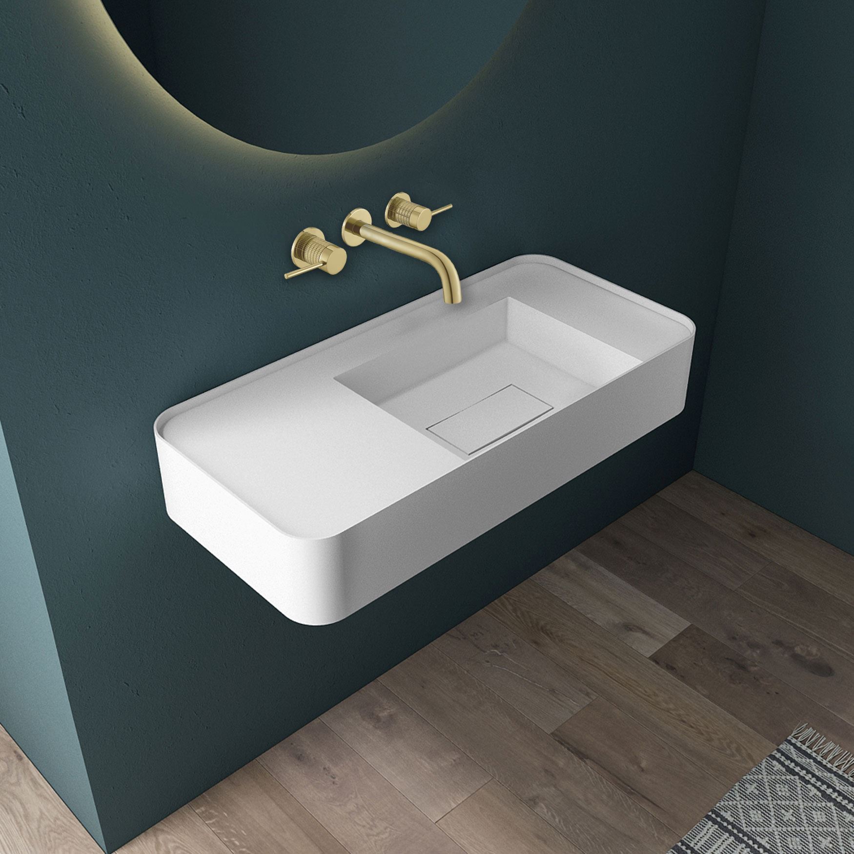 Смеситель Vincea Groove VBFW-4G1BG4 настенный брашированное золото