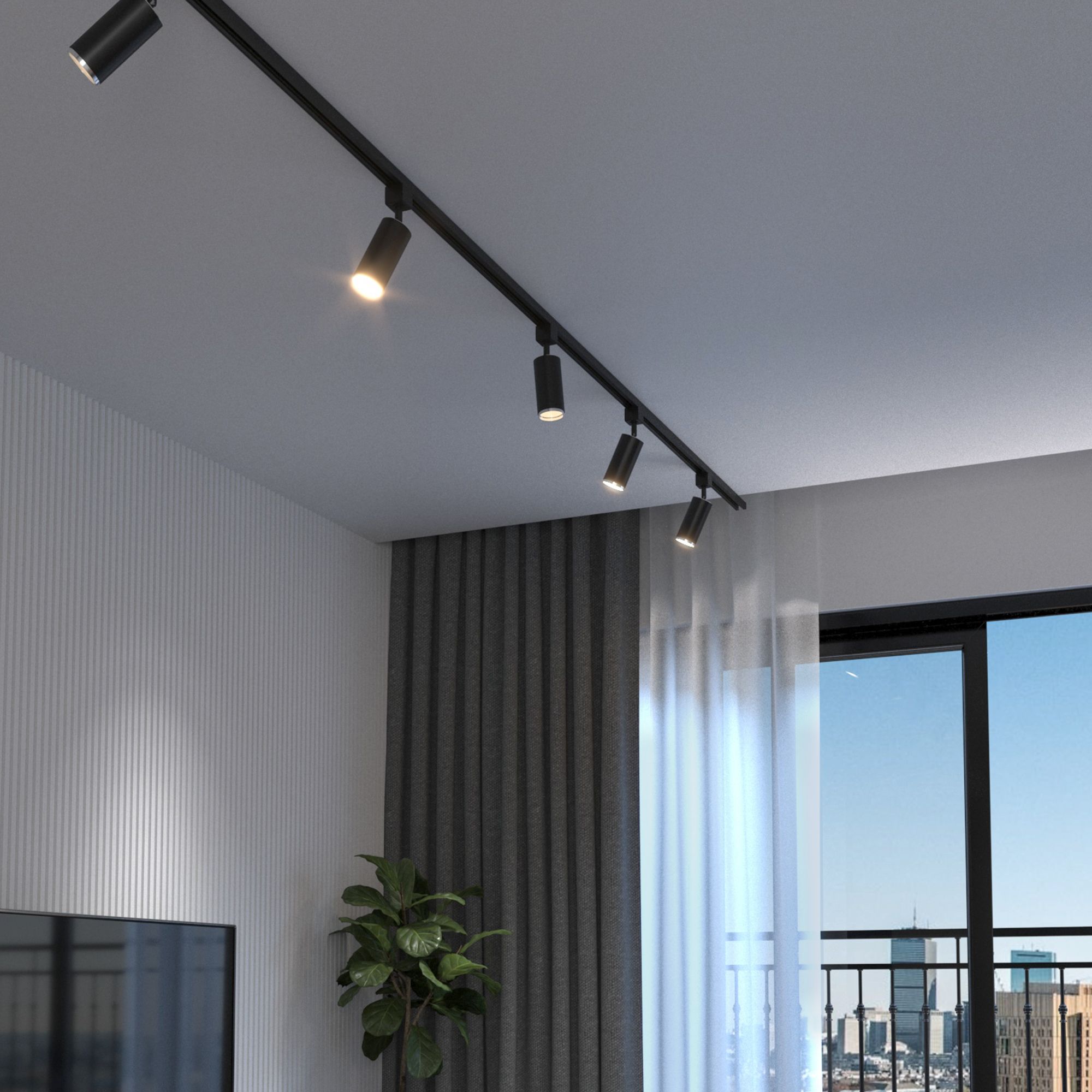 Basic System Трековый поворотный светильник GU10 Svit черный/хром