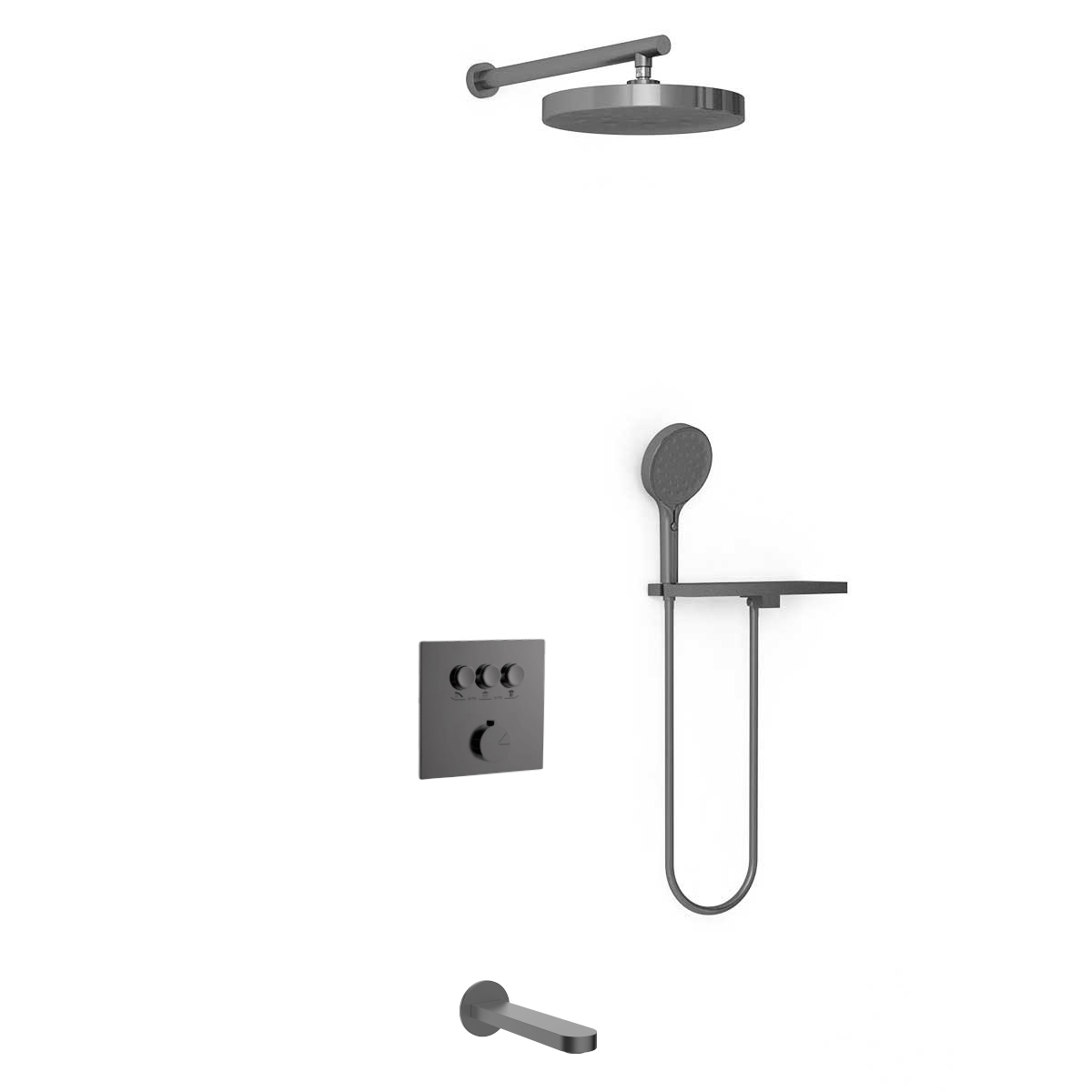 Душевая система Vincea Inspire VSFW-431I2RGM встраиваемая в стену цвет вороненая сталь