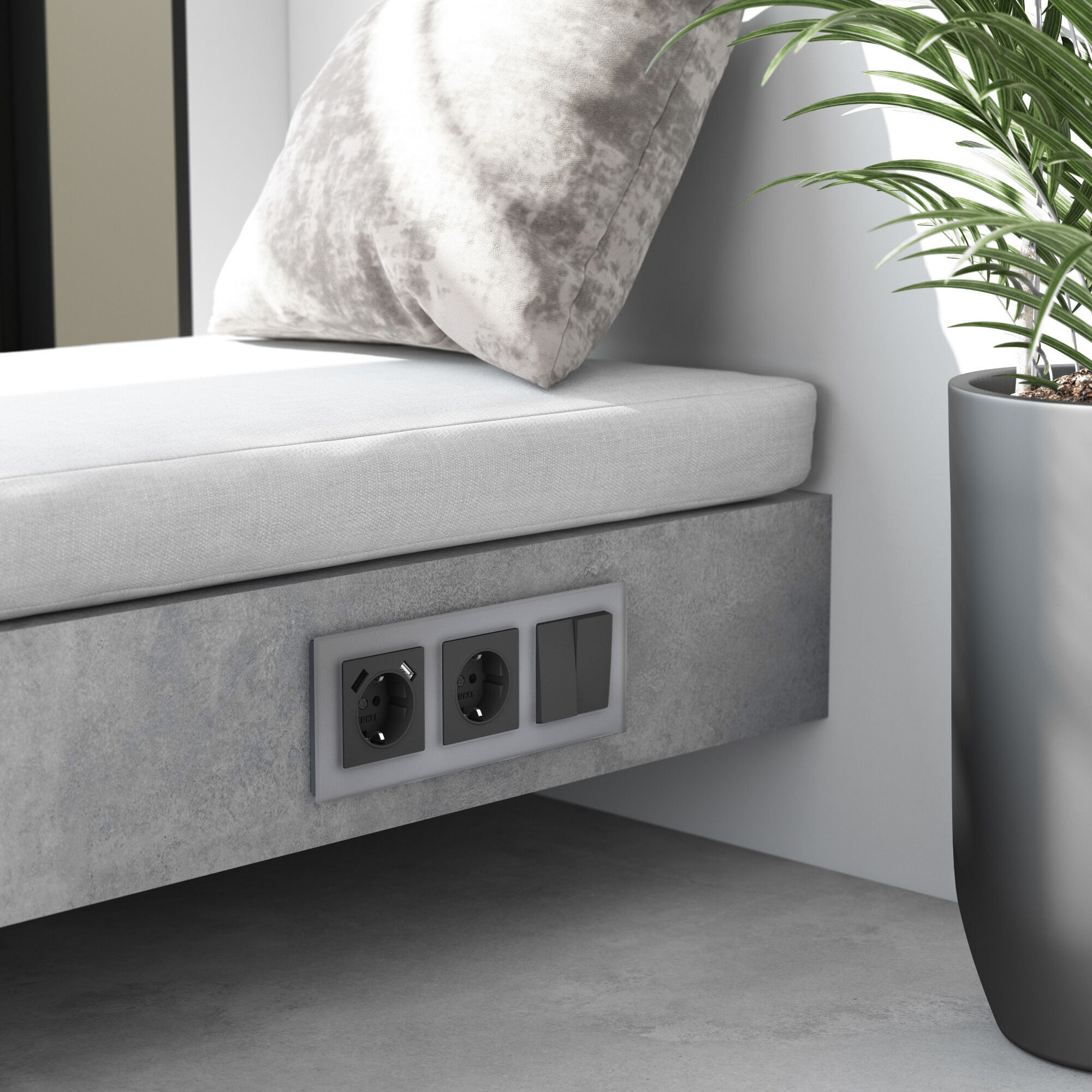 Рамка на 3 поста Senso (серебряный, стекло soft-touch) Werkel