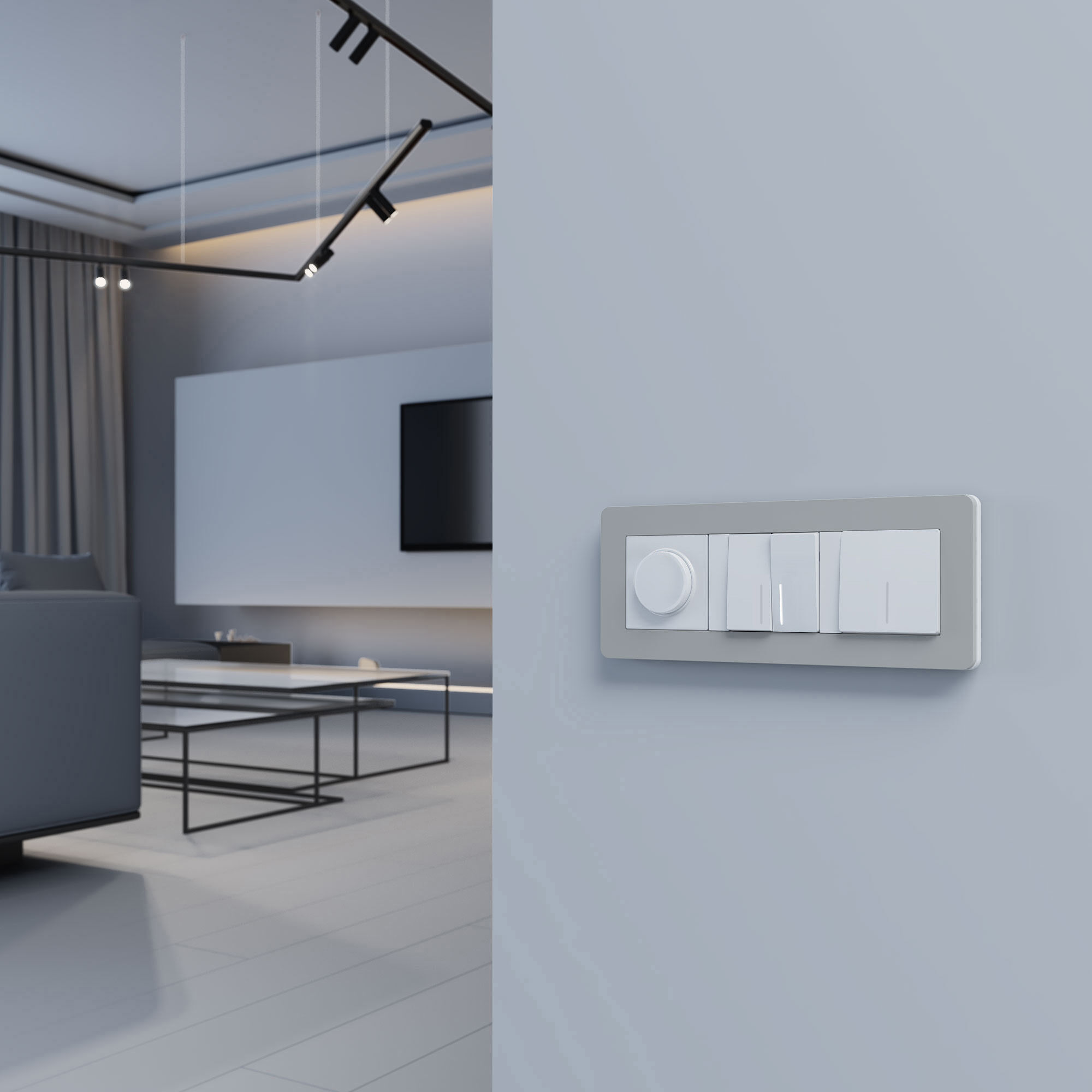 Рамка на 3 поста Split (дымчатый/белый, soft-touch) Werkel