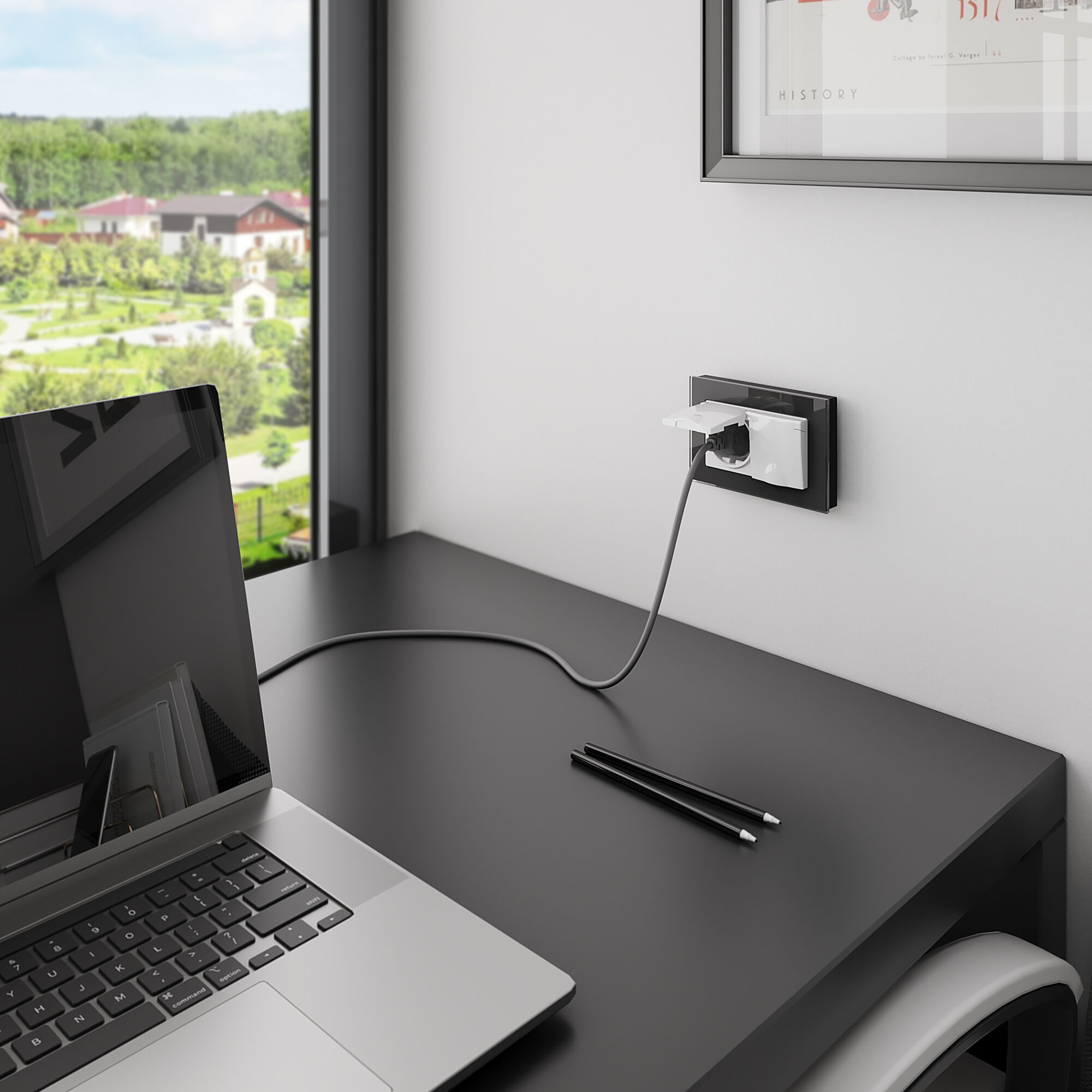 Розетка двойная влагозащ. с зазем. с защит. крышками и шторками (белый глянцевый) Werkel