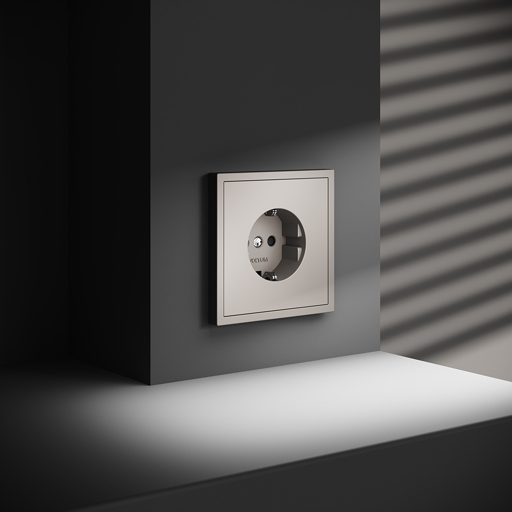 Розетка встраиваемая VOLTUM S70 с заземлением и защитными шторками, 16А, (кашемир)