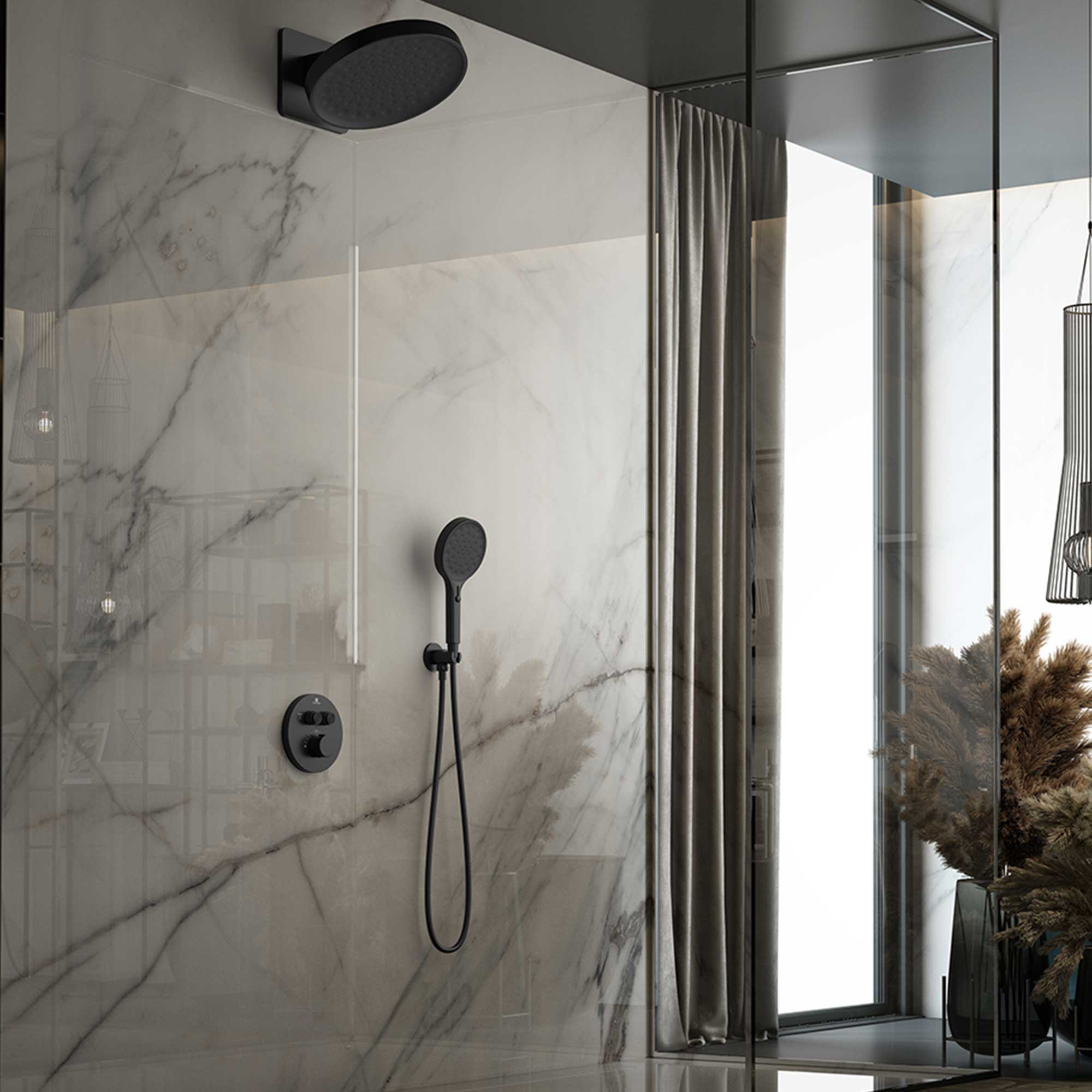 Душевая система Vincea Inspire VSFW-3I22MT3MB встраиваемая в стену цвет черный матовый