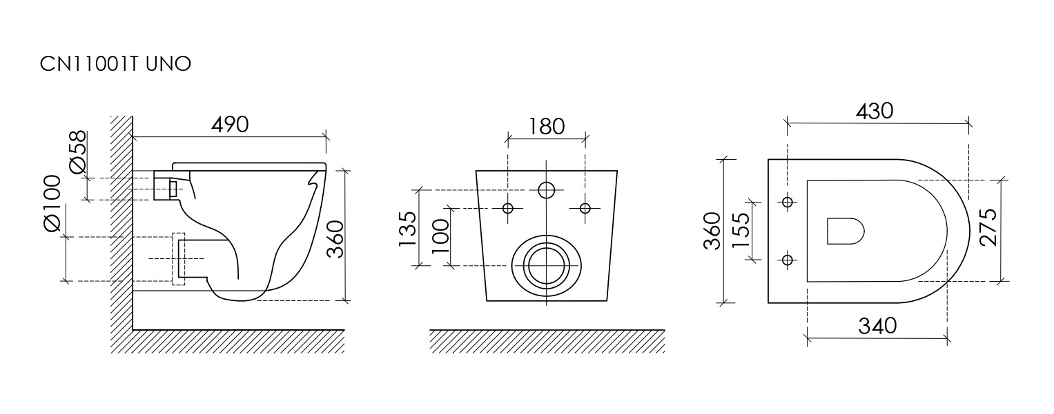 Подвесной унитаз CN11001TMB
