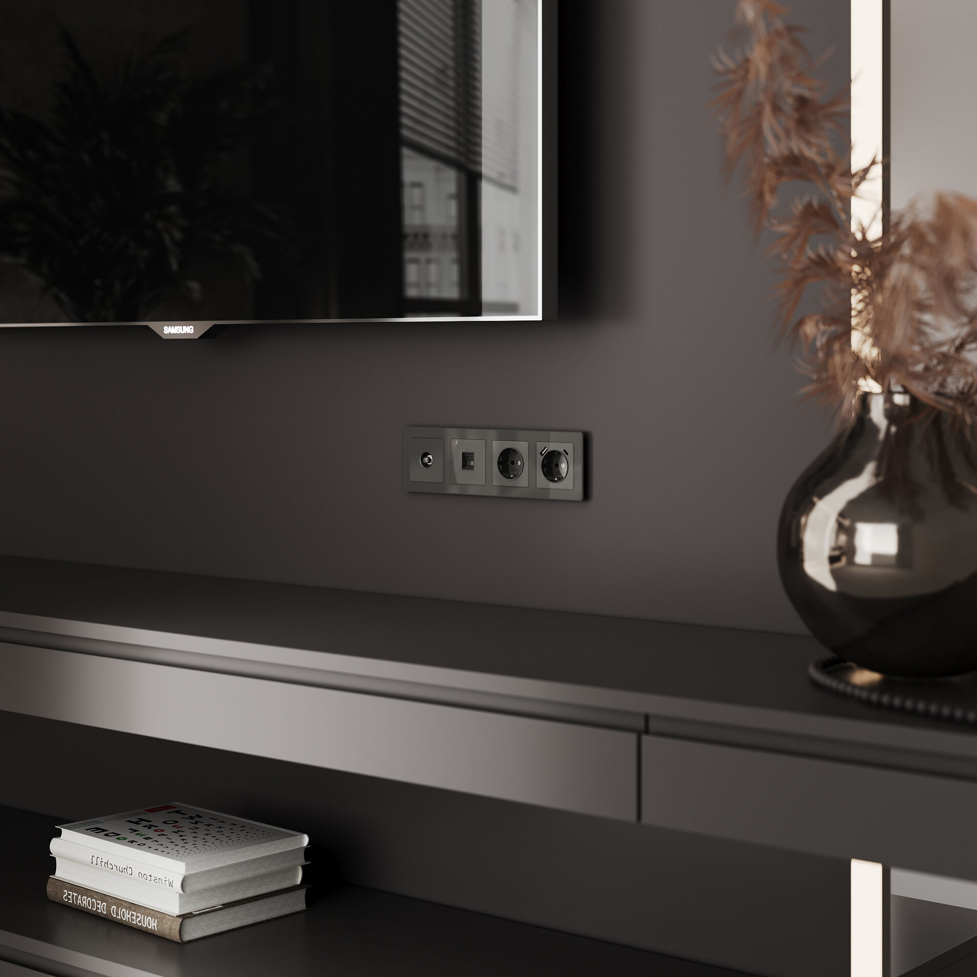 ТВ-розетка оконечная (графит акрил) Werkel