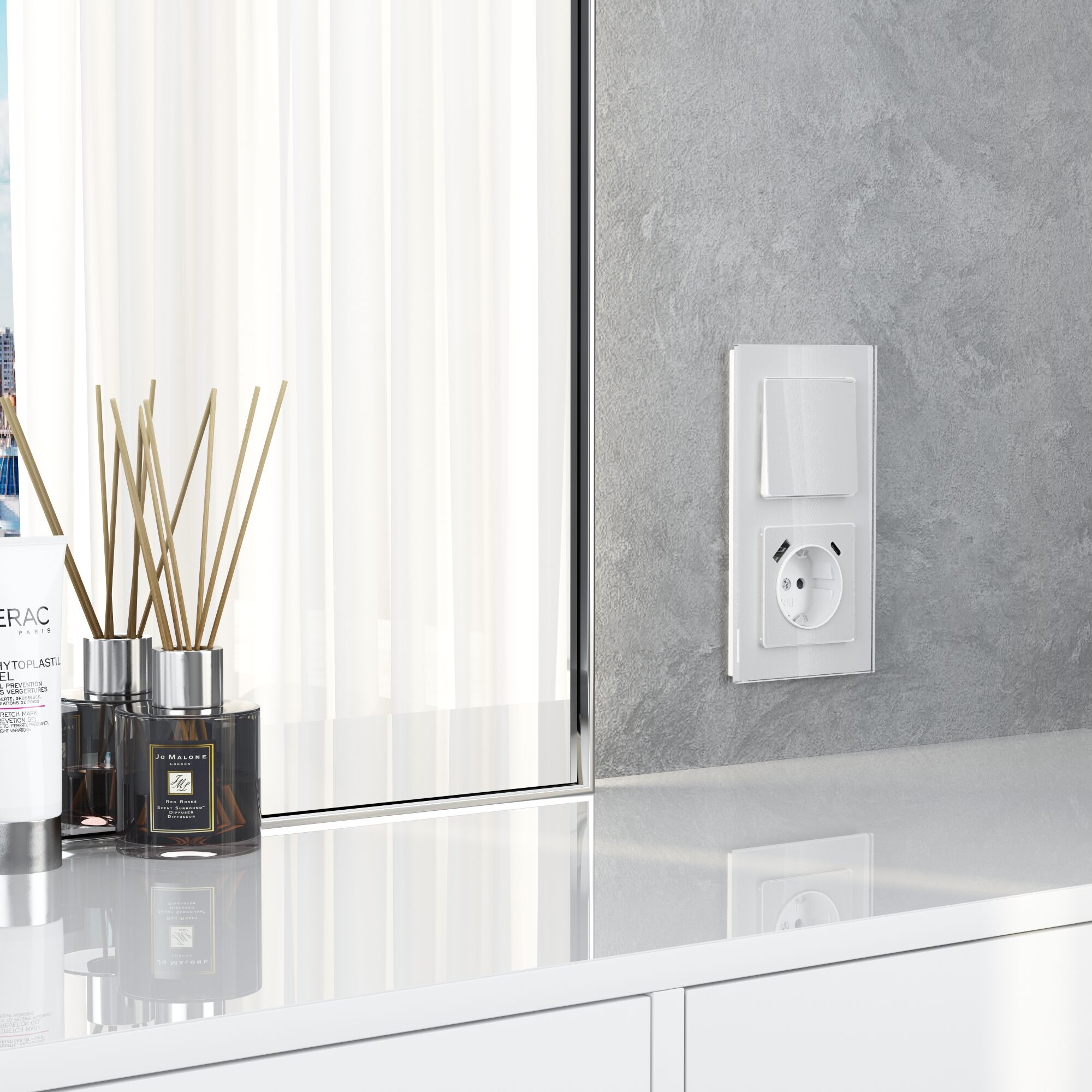 Выключатель одноклавишный (белый акрил) Werkel