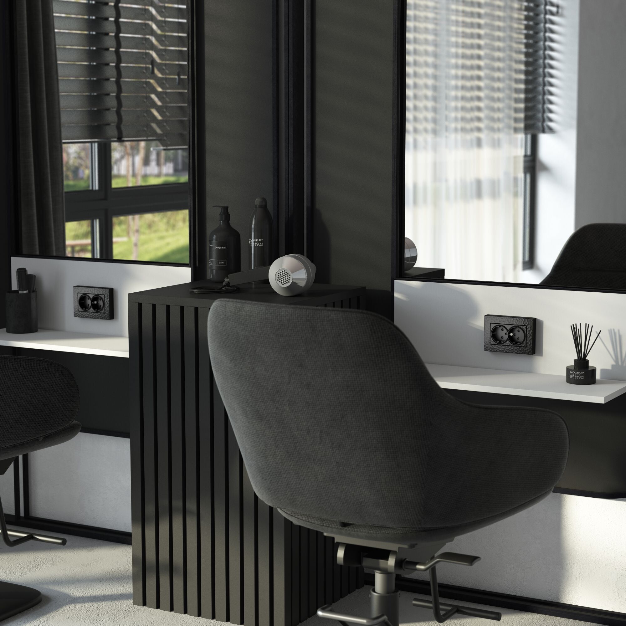 Розетка двойная с заземлением (черный) Werkel