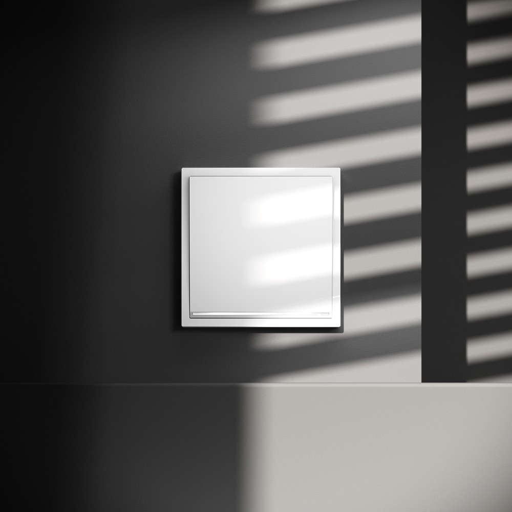 Проходной переключатель встраиваемый VOLTUM S70 одноклавишный с подсветкой 10А, (белый глянцевый)