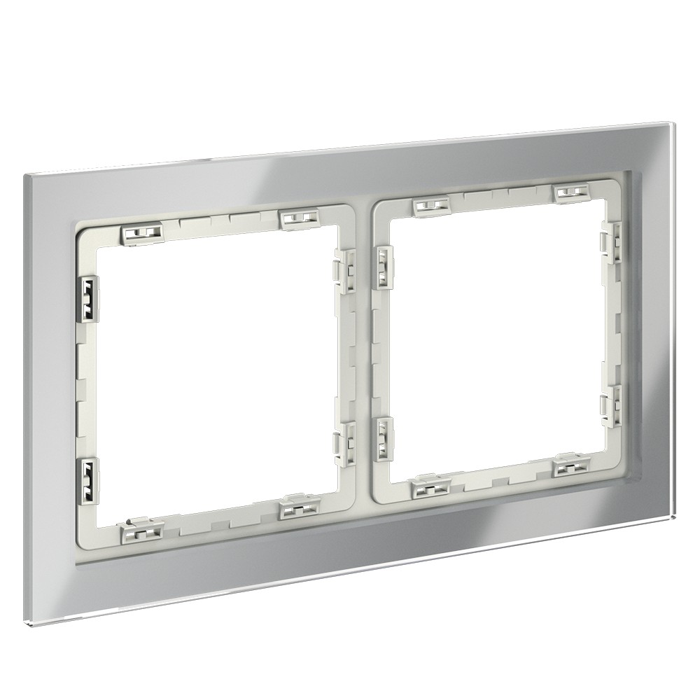 Рамка стеклянная VOLTUM S70 на 2 поста, (сталь, стекло)