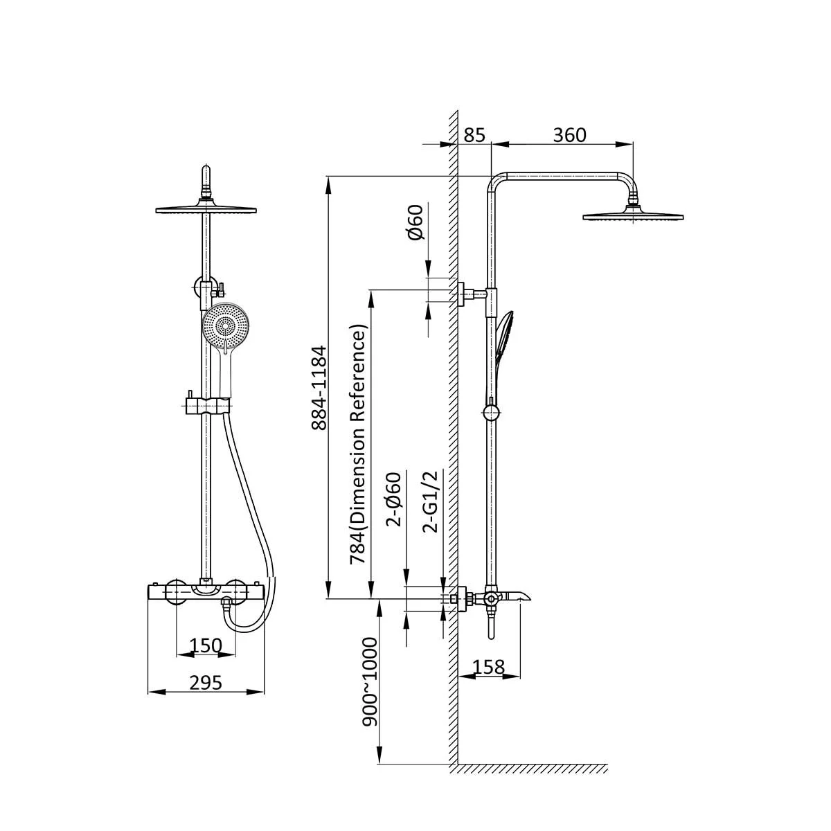 Душевая стойка Vincea Esse VSFS-1E1TCH настенная цвет хром