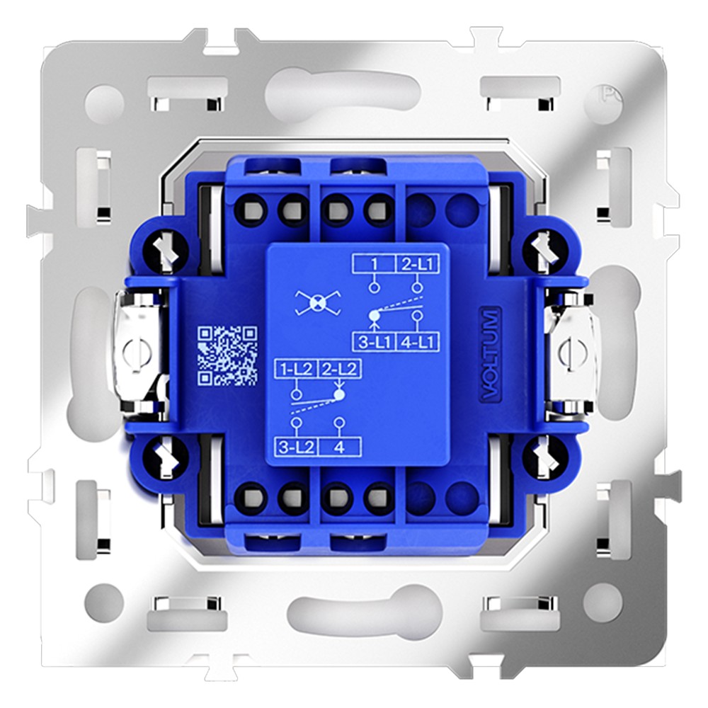 Перекрестный переключатель встраиваемый VOLTUM S70 одноклавишный 10А, (белый глянцевый)