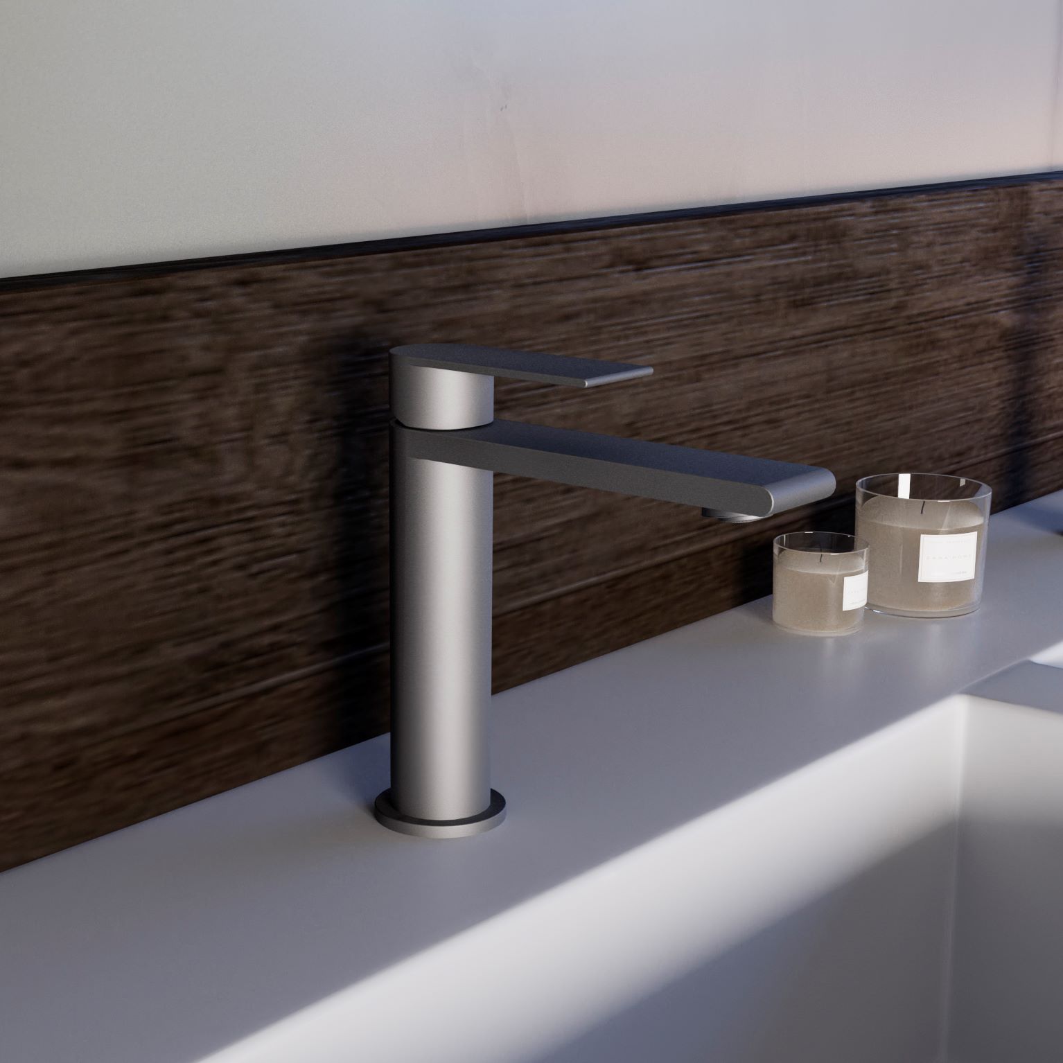 Смеситель Vincea Vogue (SS) VBF-2VS1GM на раковину вороненая сталь