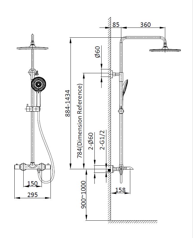 Душевая стойка Vincea Esse VSFS-1E1TMB настенная цвет черный