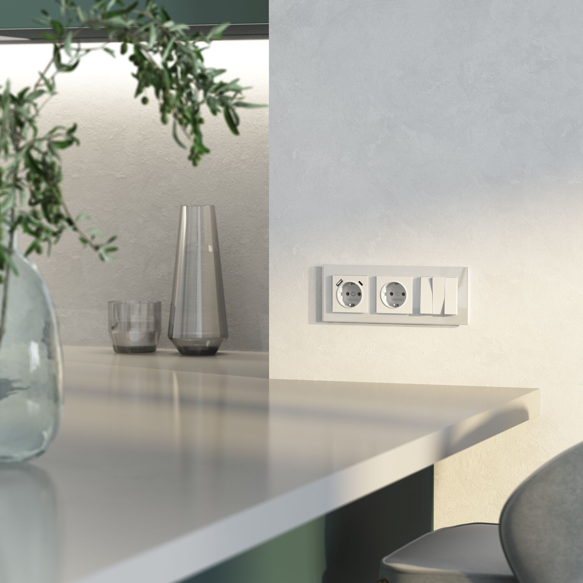 Рамка на 3 поста (белый,стекло) Werkel