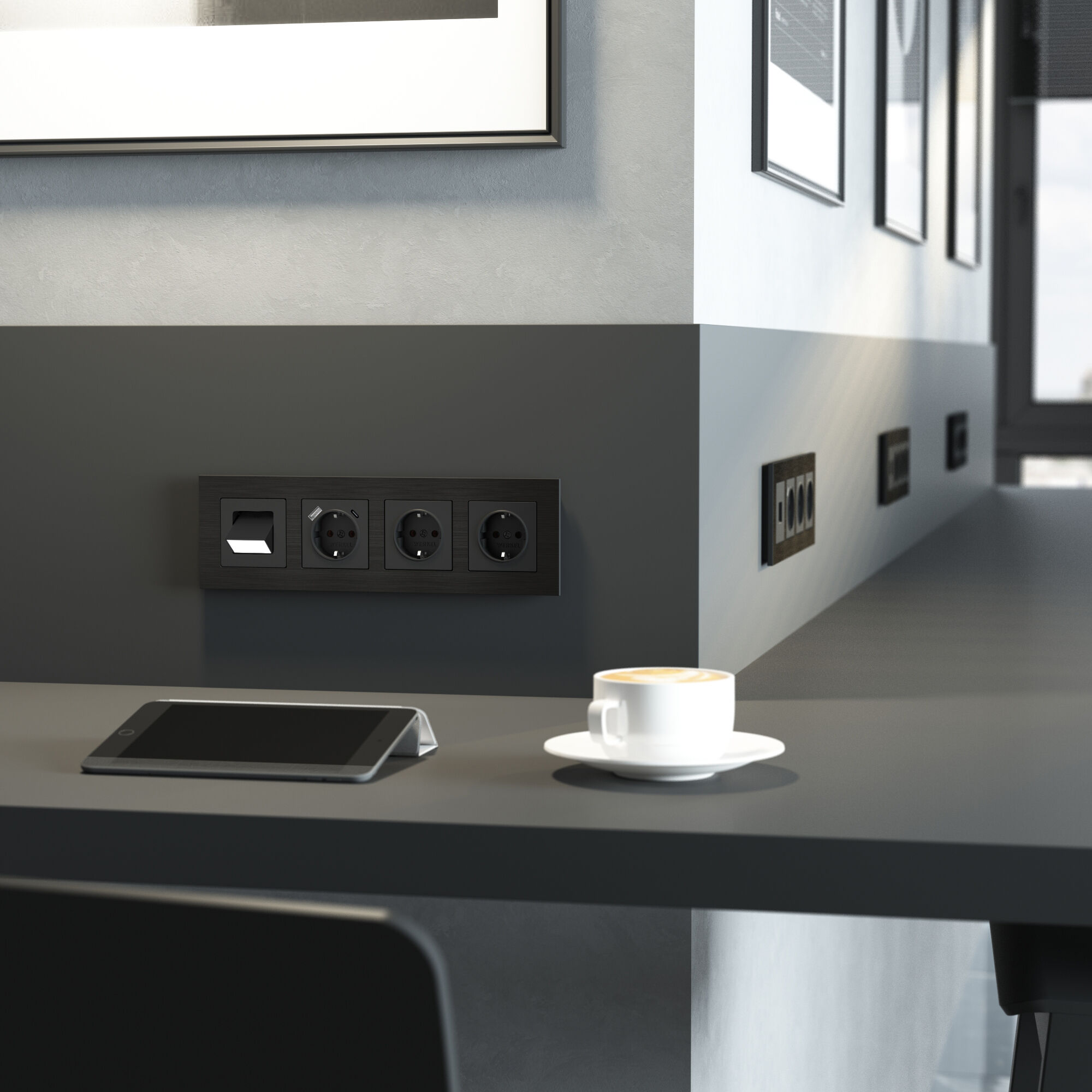 Рамка на 4 поста AluMax (черный алюминий) Werkel