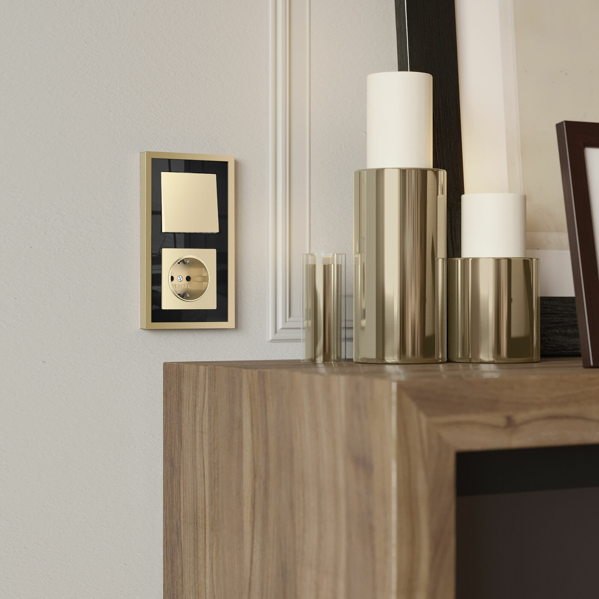 Рамка на 2 поста Baguette (черный/латунь) Werkel